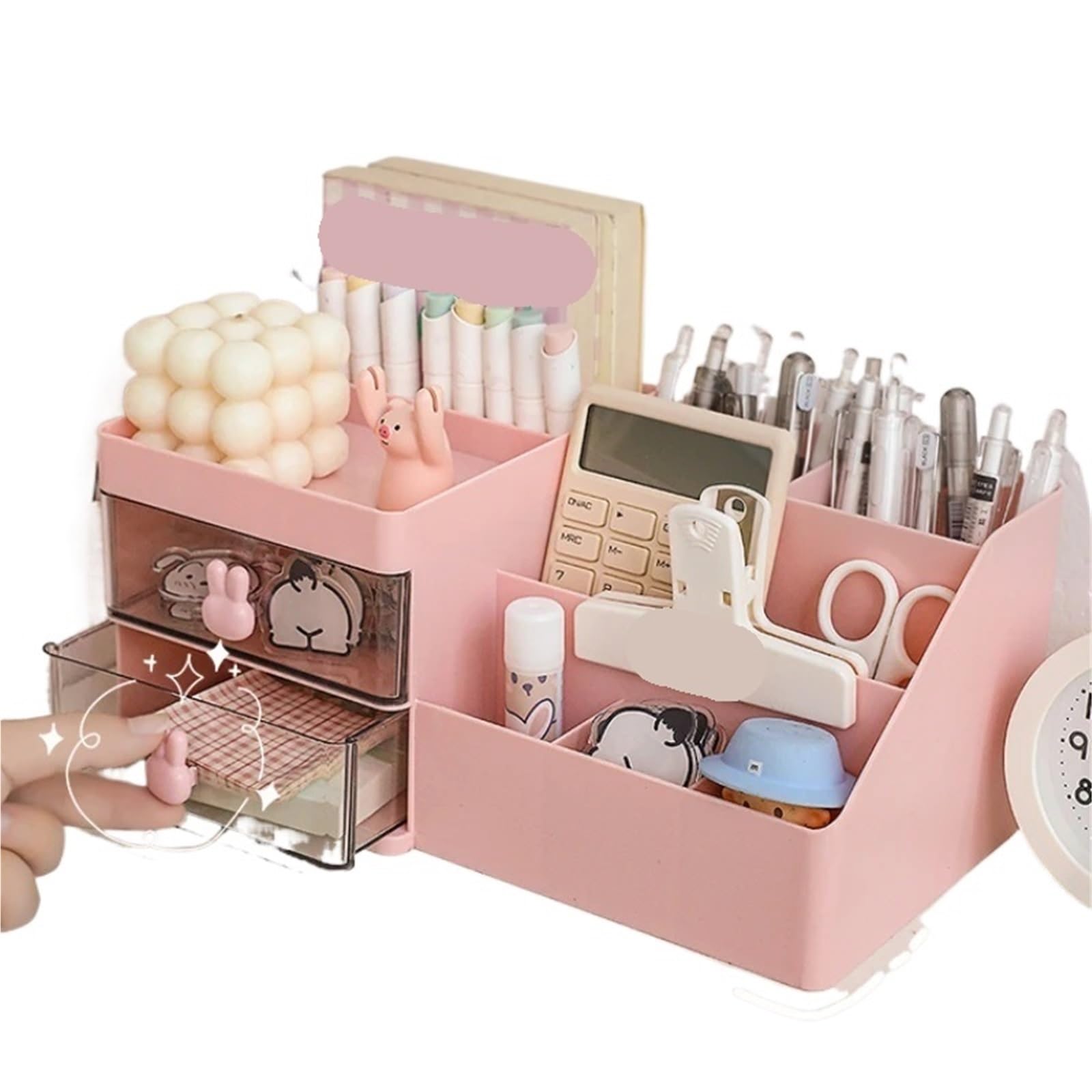 XUCZHAI Transparent Storage Box Desktop Organizer With Drawers Stationary Rack For Desks(White)