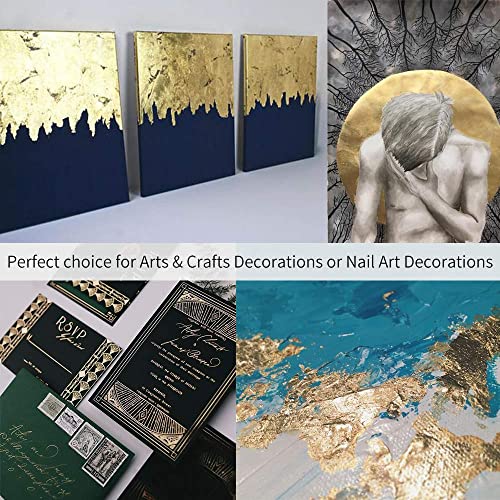 Image of A.K GOLD LEAF 200 Sheets 8x8cm Gold,Silver Leaf Sheets Foil Paper for Gilding Crafting DIY Arts Project Crafting Decoration Makeup Spa Art Craft Work (Gold+Silver)
