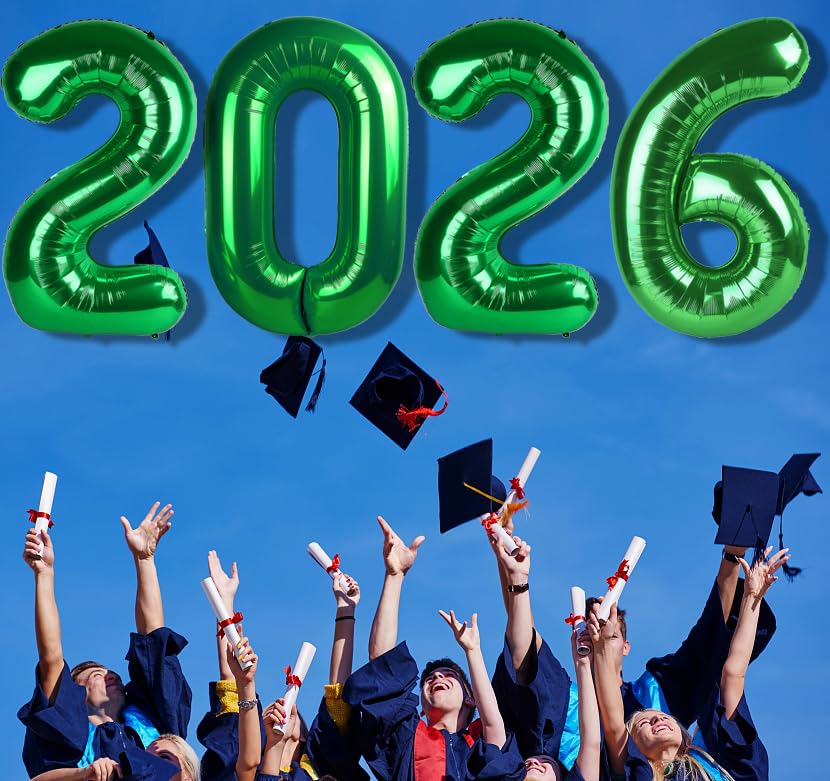 Image of Number Balloons Dark Green 2026 Balloon 40 inch for 2026 Party Decoration | Saturated Color, Large 40 in, With Inflation Straw & Hanging Hole, For Back-To-School Season, Forest Picnic Party, Christmas