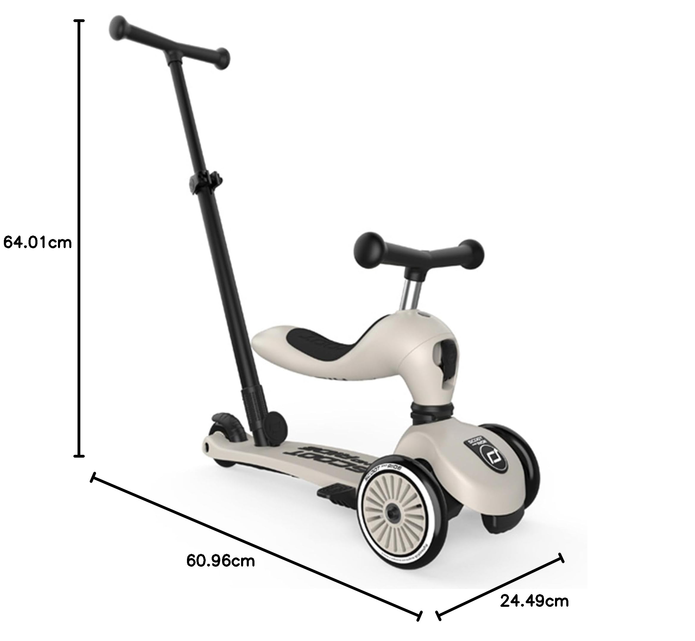 Scoot & Ride Highwaykick 1 Push and Go Kickboard con asiento 2 en 1 bicicleta con manillar a partir de 1 2 años creciendo con su hijo regulable en altura sin herramientas