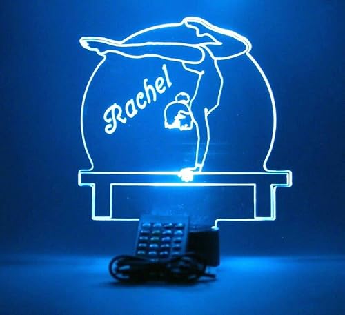 Miniatura 3 de Gimnasta en haz de luz nocturna LED con nombre personalizado grabado para gimnasia, atleta, gimnastas, vaso, escritorio, gimnasia deportiva, club
