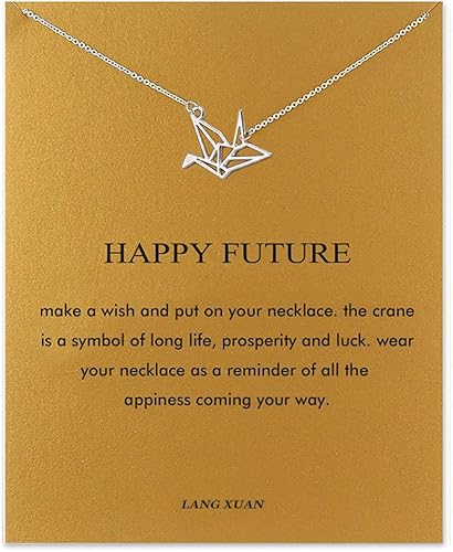 LANG XUAN - Collar con dije de brújula, estrella de mar de la amistad o elefante de la buena suerte, con tarjeta con mensaje para regalo.