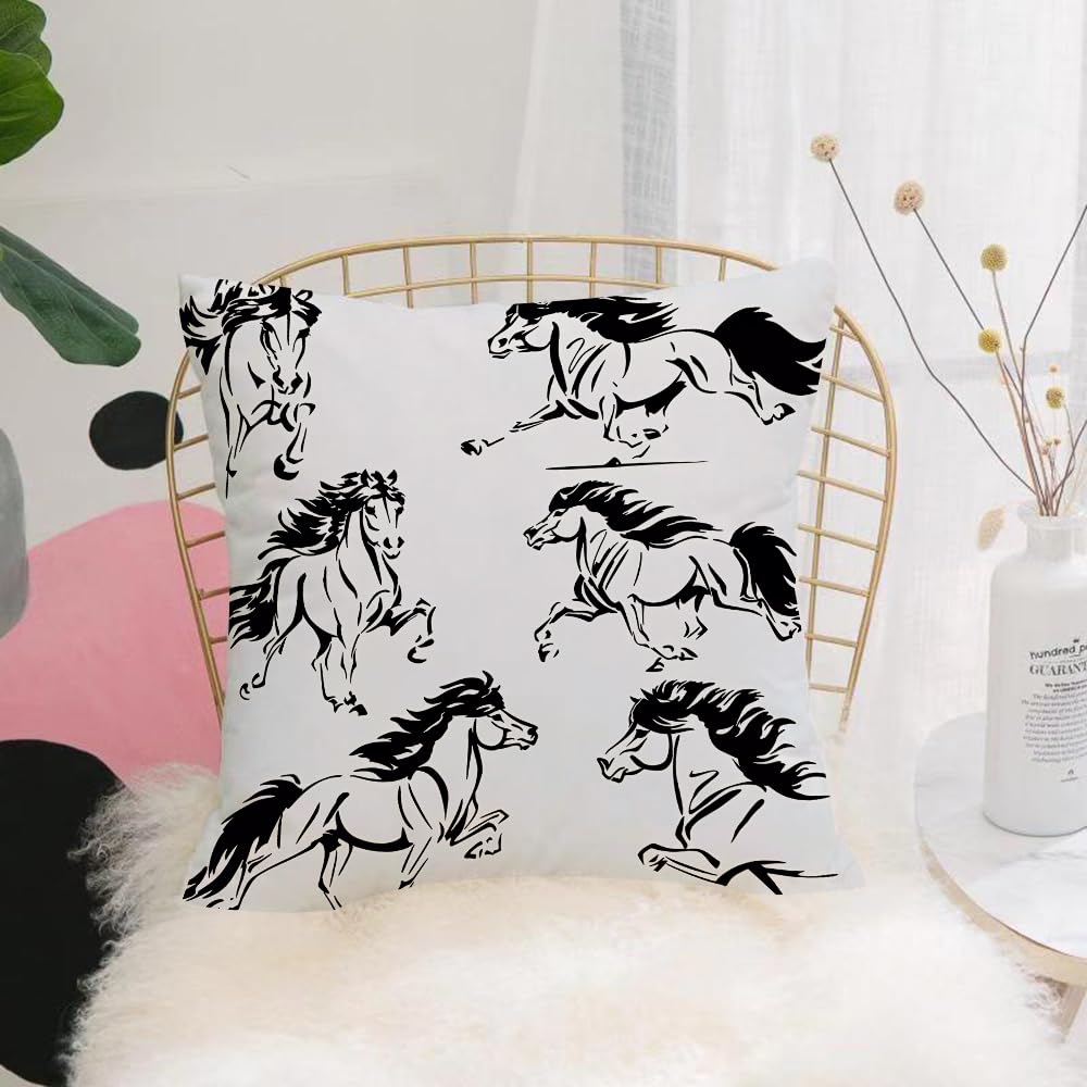 HYMSXW Cushion Cover,Throw Pillow Case Home Decorative for Living Room Bedroom Sofa Chair 20X20 Inch,Icelandic horse themes Brush-sketch based images showing running icelandic hors,Pillowcase 50X50cm
