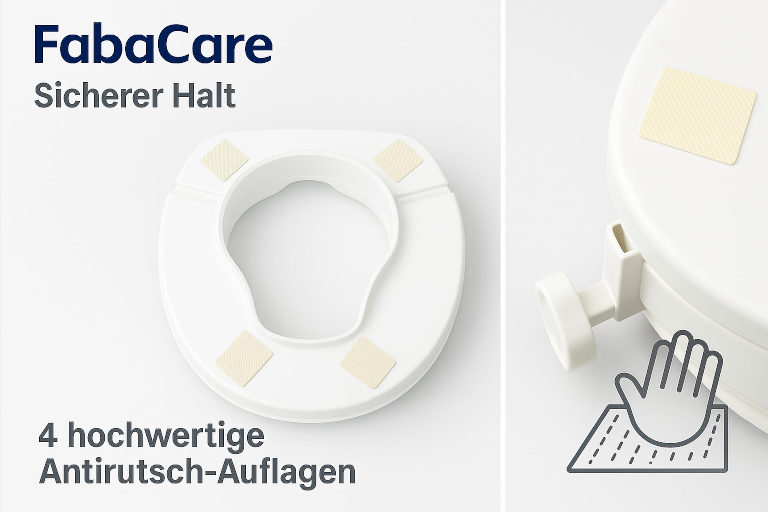 Toilettensitzerhöhung 15cm mit Deckel von FabaCare, WC-Sitz Toilettenaufsatz bis 200kg belastbar, ergonomische Klo-Erhöhung, sehr robust,leicht, stabil, autoklavierbar