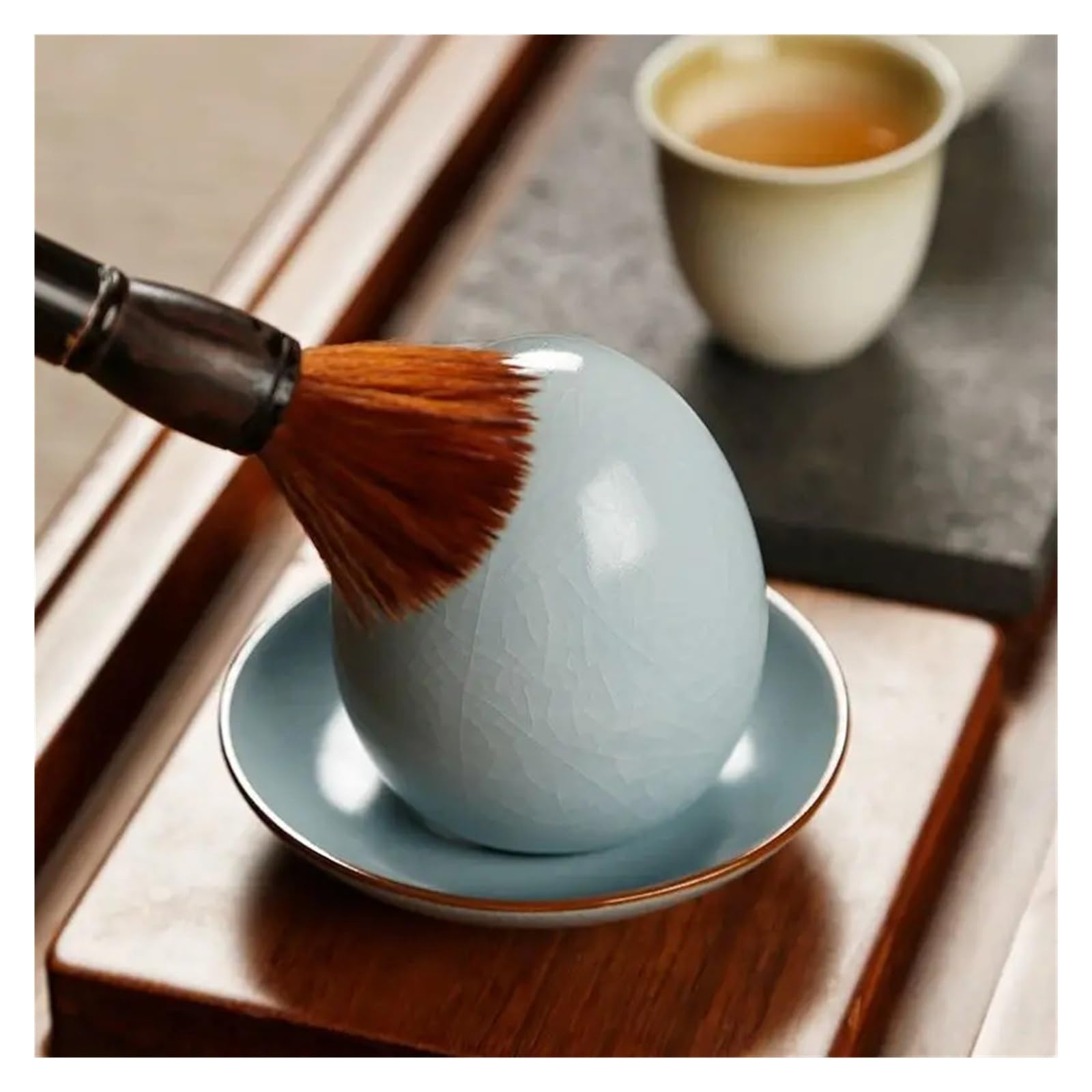 Ru Kiln Crackle Tea Pet, huevo de té de cerámica nutrible