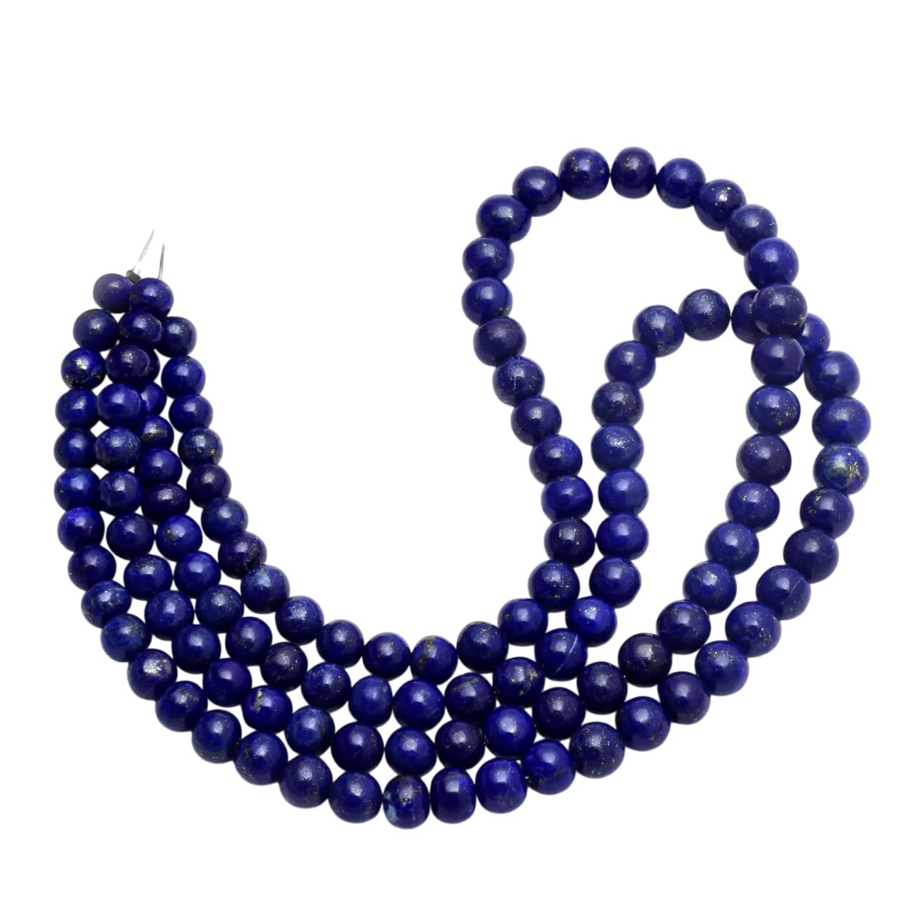 Naturalne ciemne koraliki lapis lazuli 6,5-8 mm, gładkie, okrągłe, 40 cm, koraliki z prawdziwego kamienia szlachetnego, do produkcji biżuterii, materiały do bransoletek i naszyjników, materiały