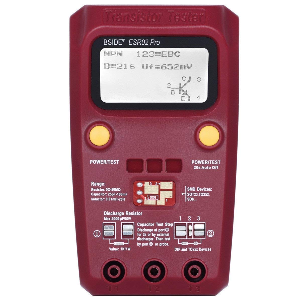 Tester di Transistor Multiuso Tester di resistore di capacità a triodo diodo Mos/PNP/NPN Tester SMD ESR02 PRO