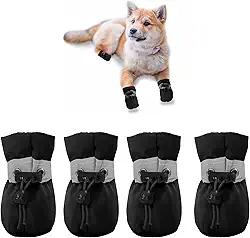 YAODHAOD Sapatos de cachorro para pavimento quente, sola antiderrapante para cães e protetor de pata para o verão, botas refletivas para cães pequenos e médios, uso interno 4 peças (preto, tamanho: 6)