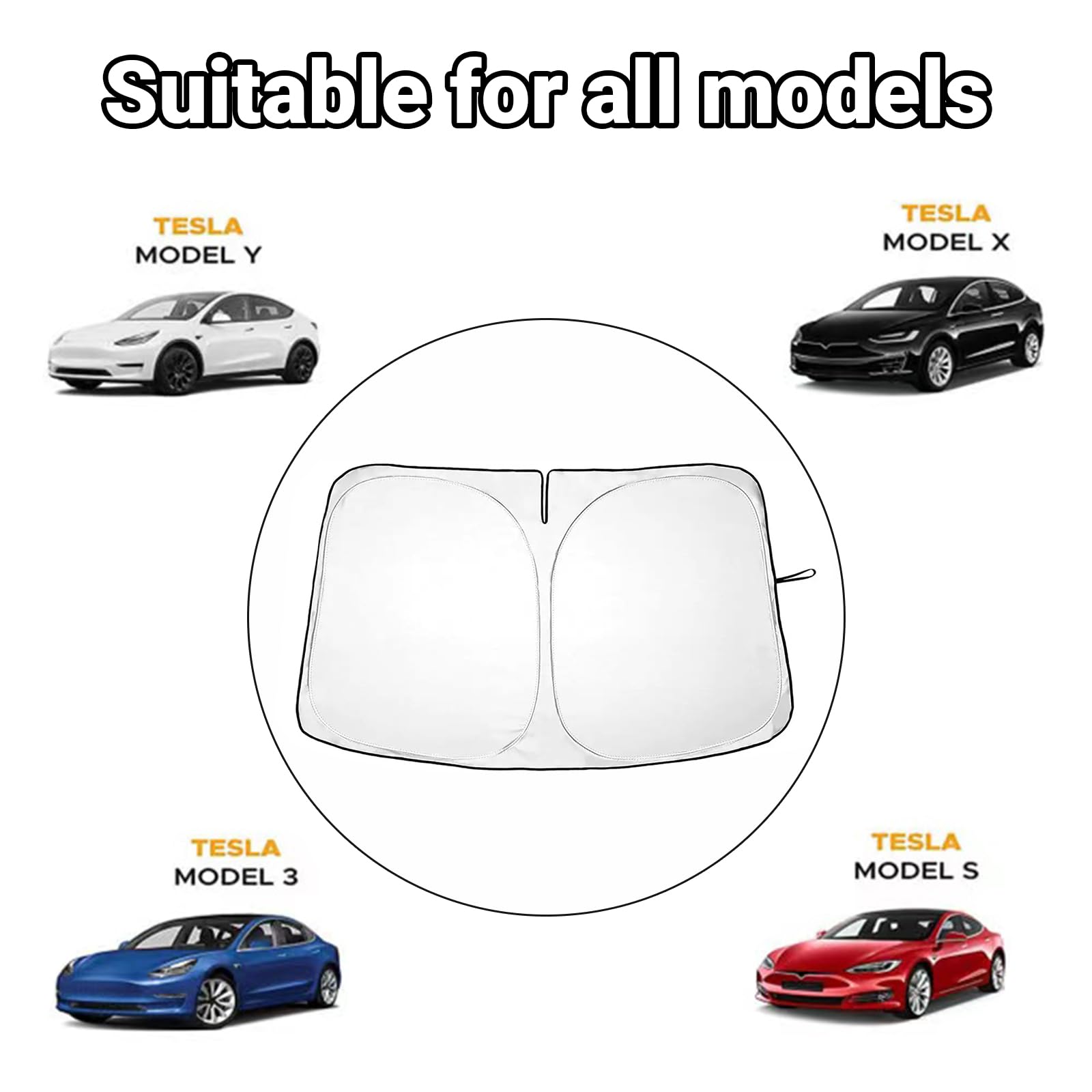 Pare Soleil Voiture Pare Brise Avant pour Tesla Model y/3, Pliable Pare-Soleil de Voiture pour Tesla Model Y/3, Anti UV et la Chaleur avec Sac De Rangement