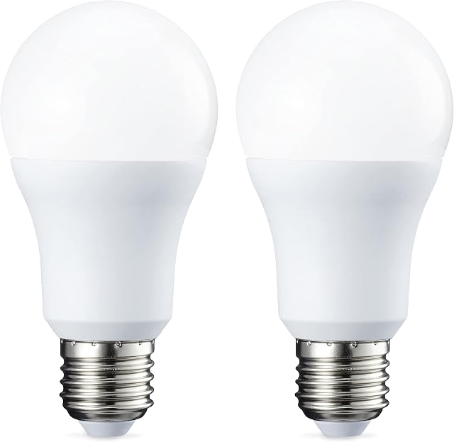 Amazon Basics LED E27 Edison Screw Bulb, 10.5W (equivalent to 75W), Warm White, Dimmable - Pack of 2