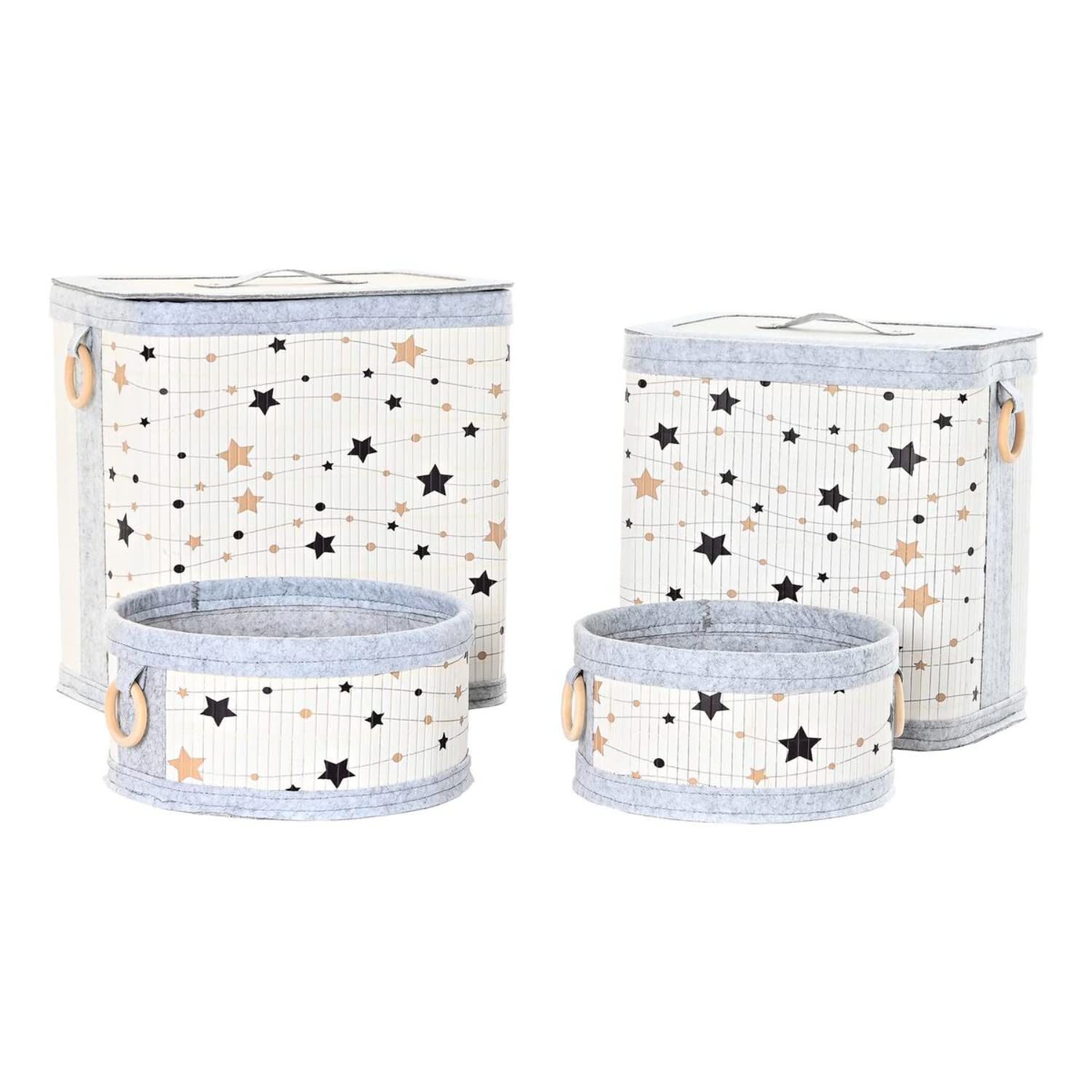 Panier feutre et bambou DKD Home Decor pour ranger le linge et les jouets