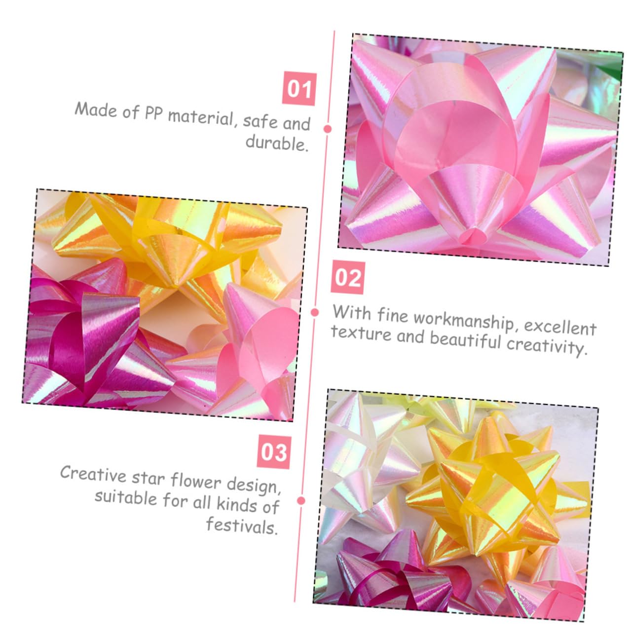 Healeved Lot De 3 Rubans En Mousseline De Soie Pour Décoration De Fête De Mariage De Boîtes À Nœuds Fleurs Décoratives À Tirer 120 Pièces X 3