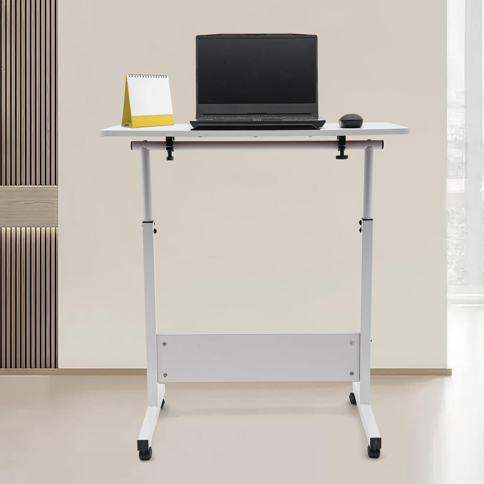 Movable Standing Desk Adjustable Height Angle Rolling Laptop Podium Desk Side Table Tilting Top Mobile Standing Lifting Desk — view 7