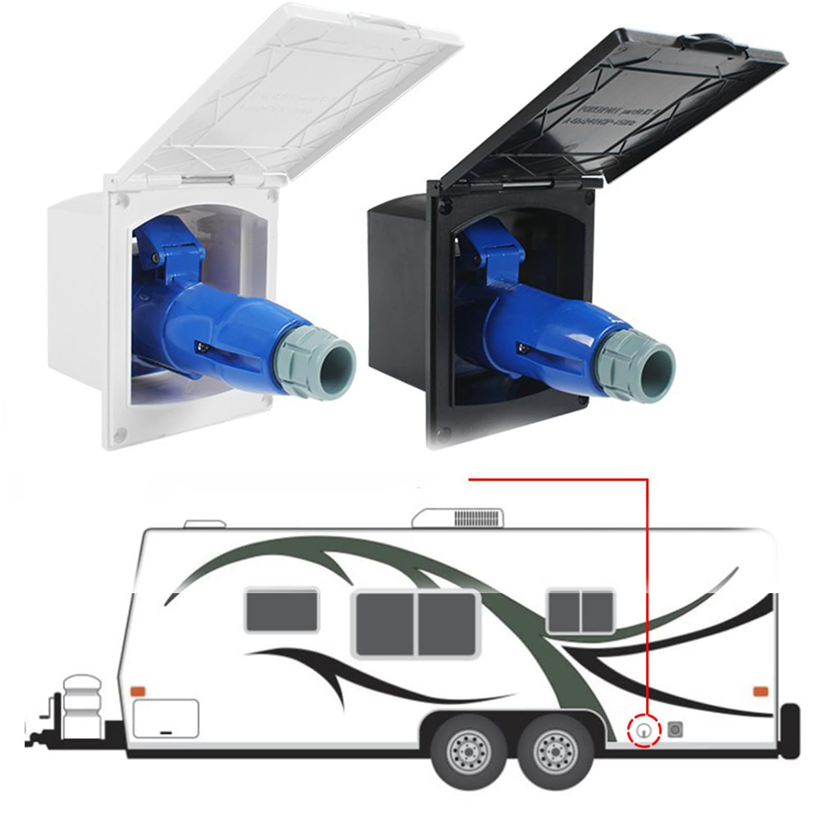 Presa di aspirazione 230 V rete 16 A montaggio superficiale caravan Presa di aspirazione 230 V rete 16 A montaggio superficiale caravan