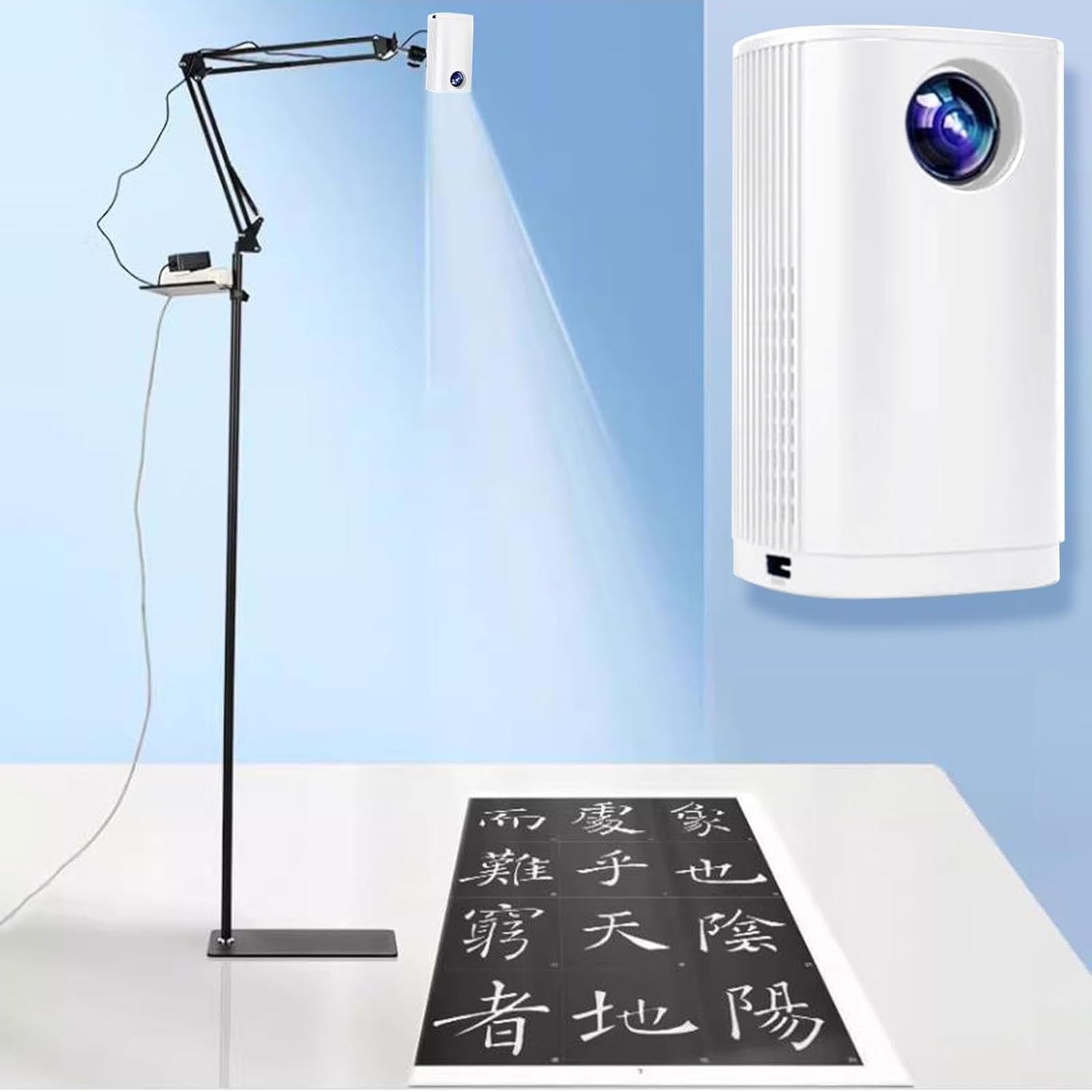 Lampa projekcyjna do sztuki, wodoodporna tablica do szkicowania, przenośne projektory do rysowania, inteligentne projektory do szkicowania dla dzieci i dorosłych(White,1.95m)