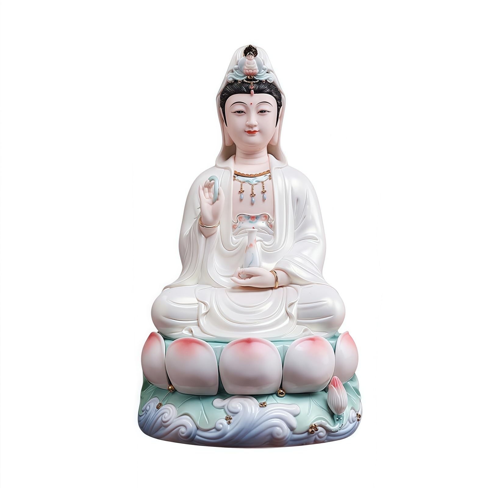 Top Ceramic Guan Yin Statue - Handmade Quan Yin, Kwan Yin, Quan Am, Kuan Yin for Meditation Altar, Female Buddha Statue - Goddess of Mercy and