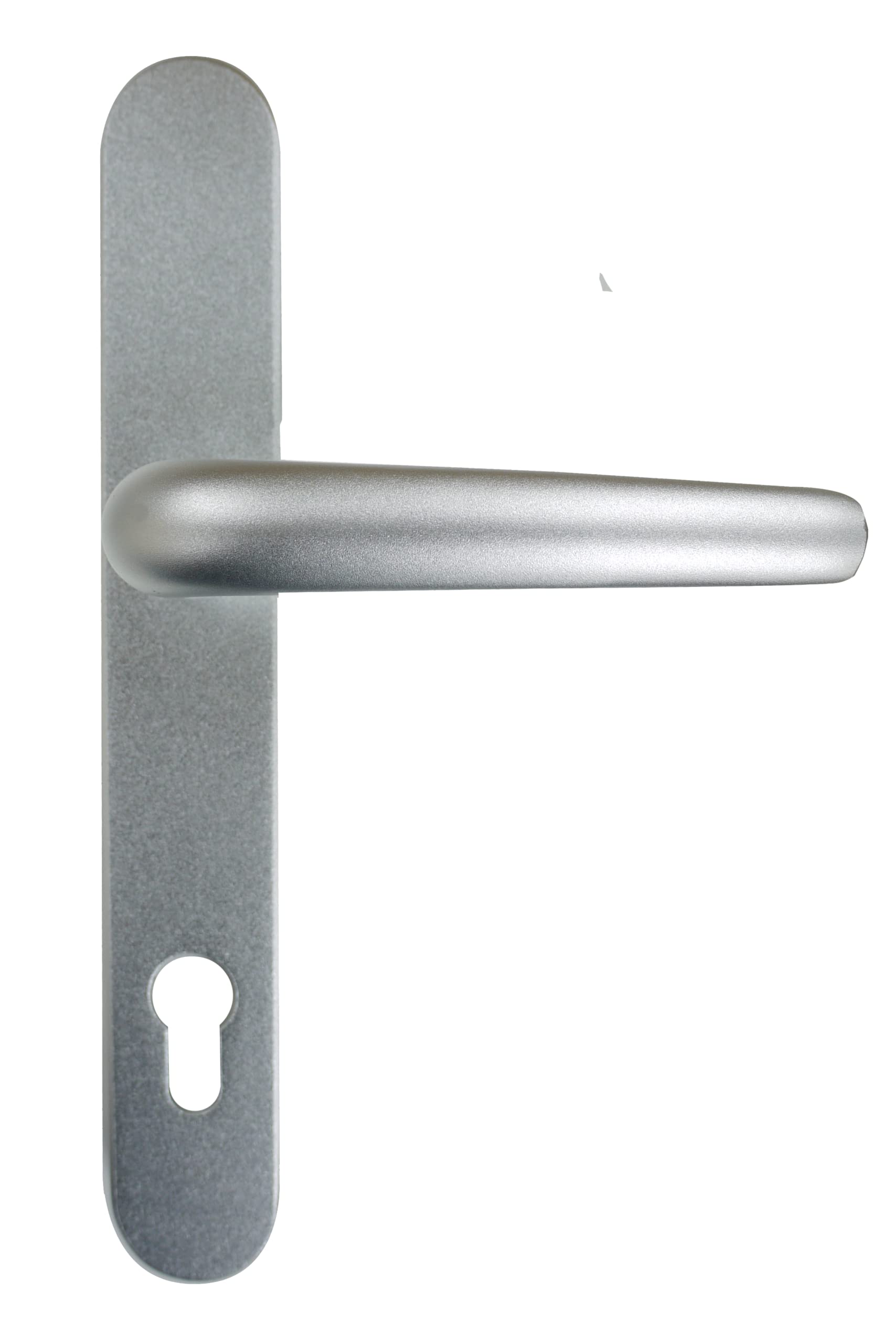 Uap Silver Anodised Signature Aluminium Door Handle 243Mm Long Backplate, 92Pz Euro Cylinder Lock, 210Mm Screw Centres, External Door Handle For Upvc, Composite & Timber Doors