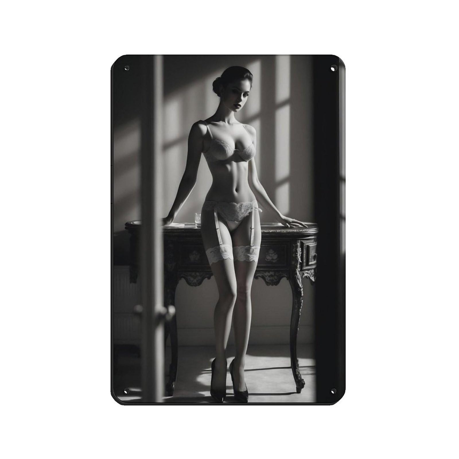 Sensual Art for Bedroom, Glamorous Portrait Retro Poster Metal Tin Sign Chic Art Retro Iron Painting Bar People Cave Cafe Family Garage Poster Wall Decoration 8x12inch(20x30cm)