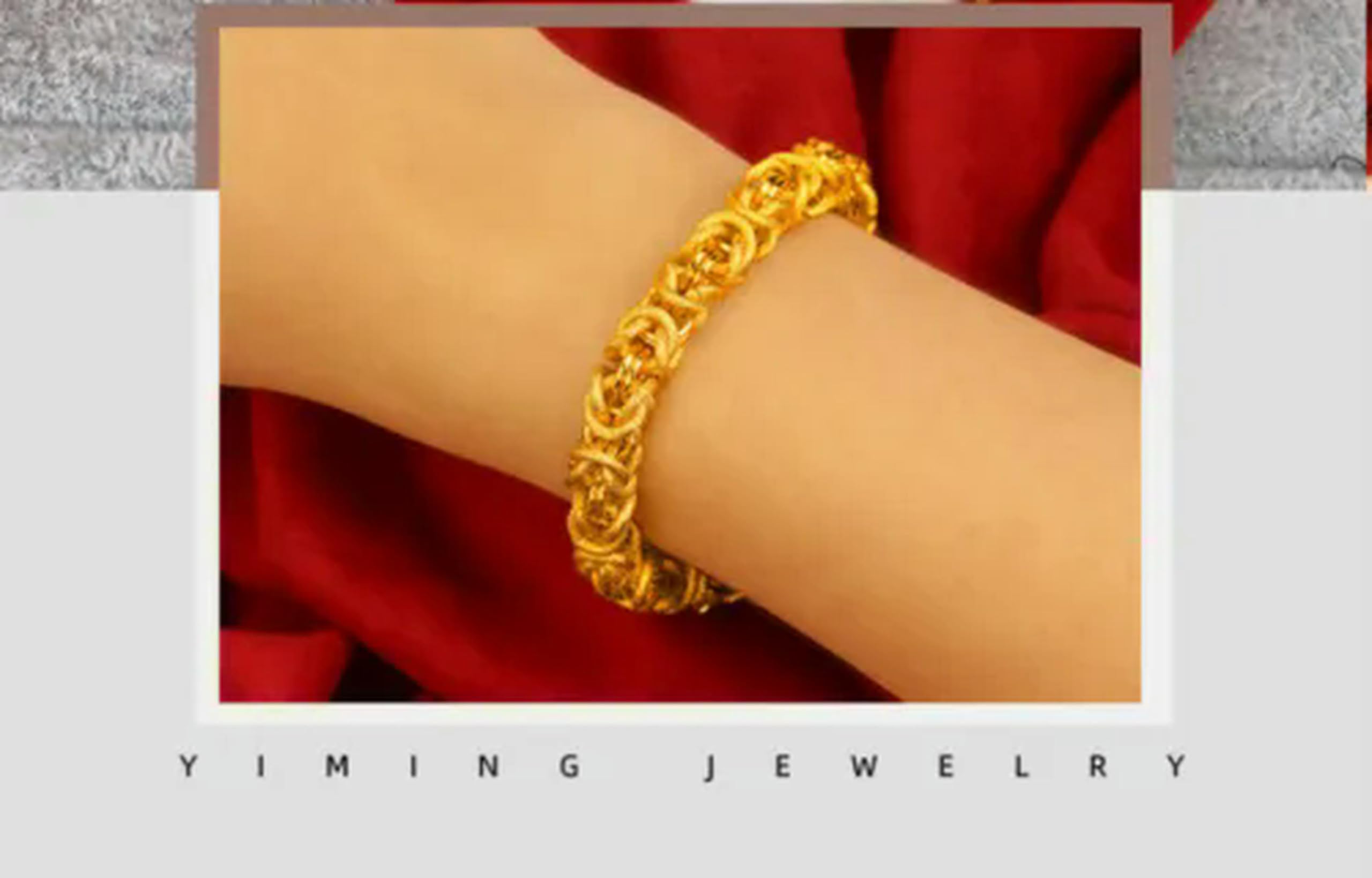 Collier et Bracelet pour Homme plaqué Or Jaune 24 carats avec Deux têtes de Dragon