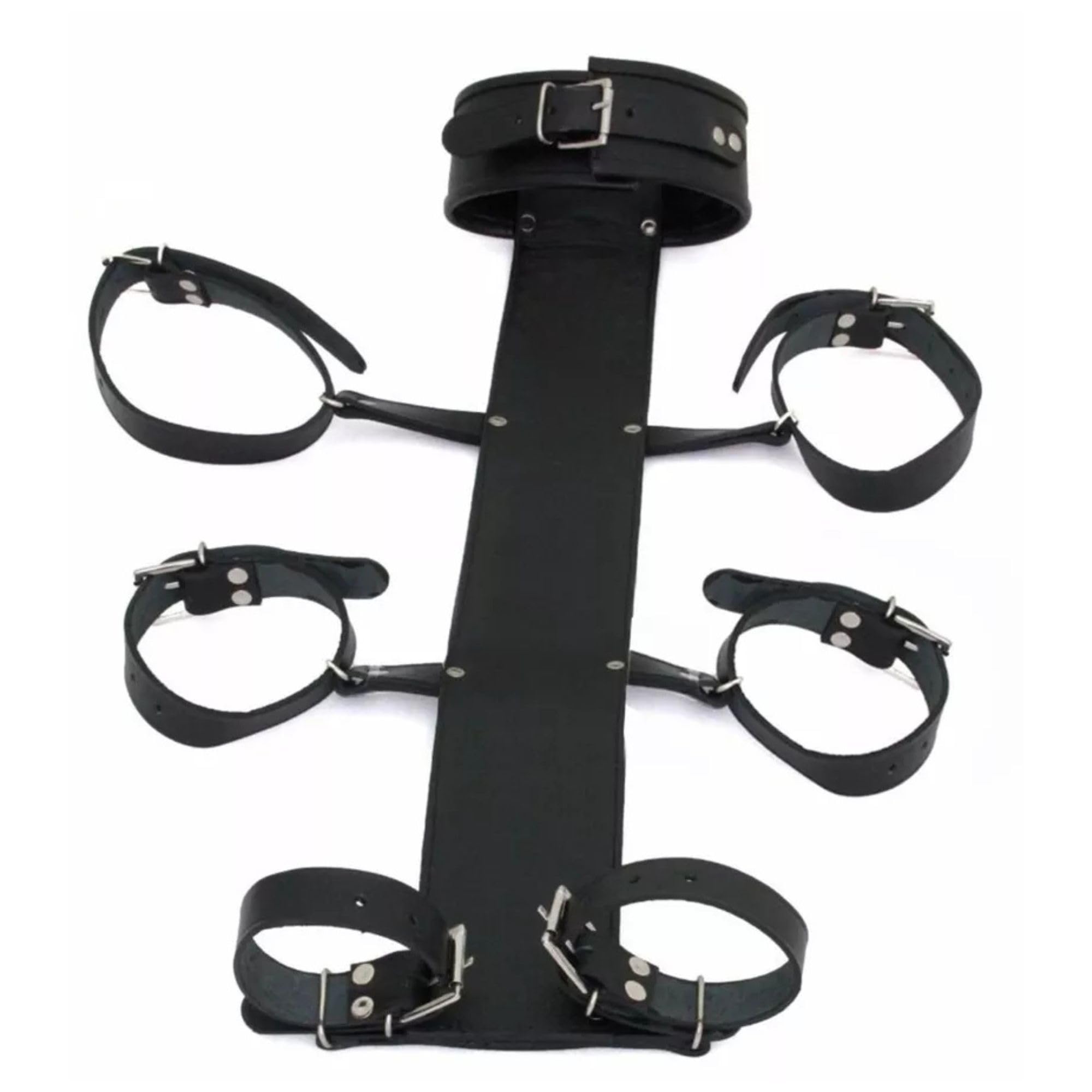 Set Restraints con Collare Regolabile Polsini da Polso e Gomito Catena in Pelle Resistente | Accessori Completi Unisex per Attività a Tema Giochi di Coppia e Occasioni Speciali | Nero