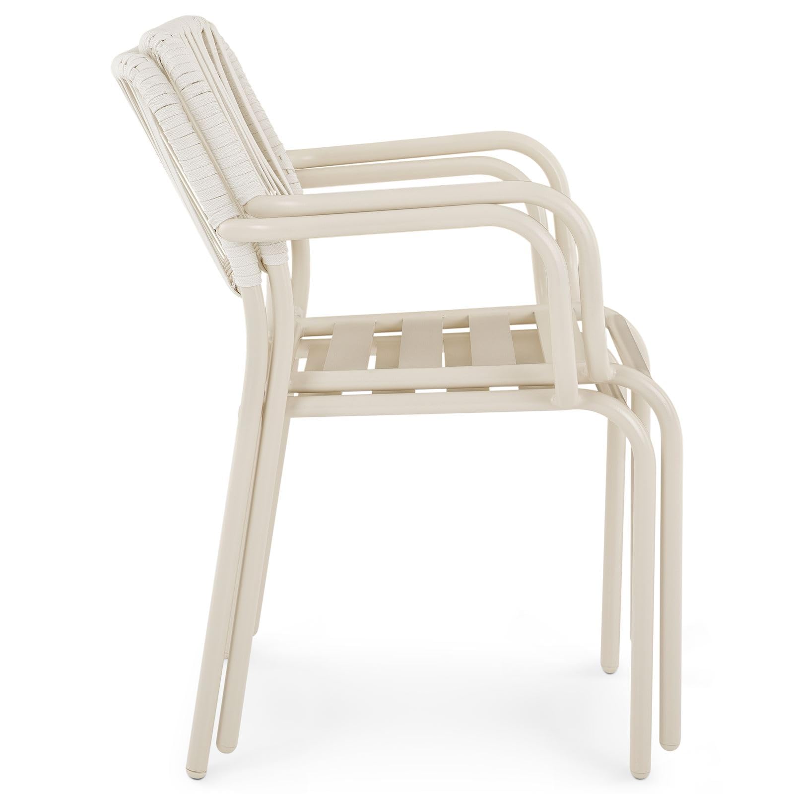 IDIMEX Gartenmöbel Set VOLONTE 1 Tisch 6 Stühle, Beige – Wetterfeste Sitzgruppe mit Glasplatte & Rope-Bespannung für Garten Terrasse Balkon