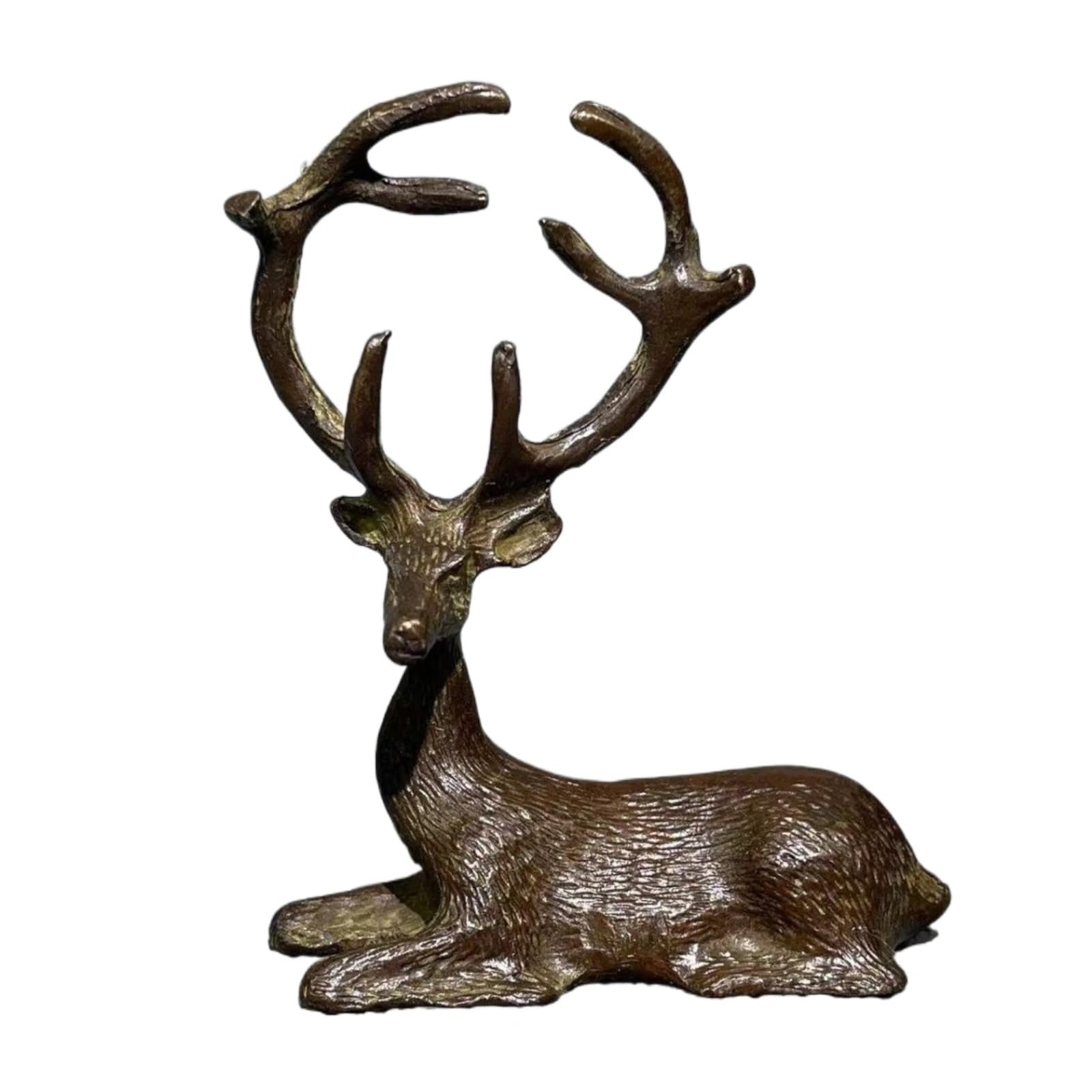 NGDFGR Black Handmade Creative Copper Realistic Longhorn Sika Deer Figurine, Brass Animal Statue Sculpture Office Home Study Desk Garden Bonsai Car Decoration