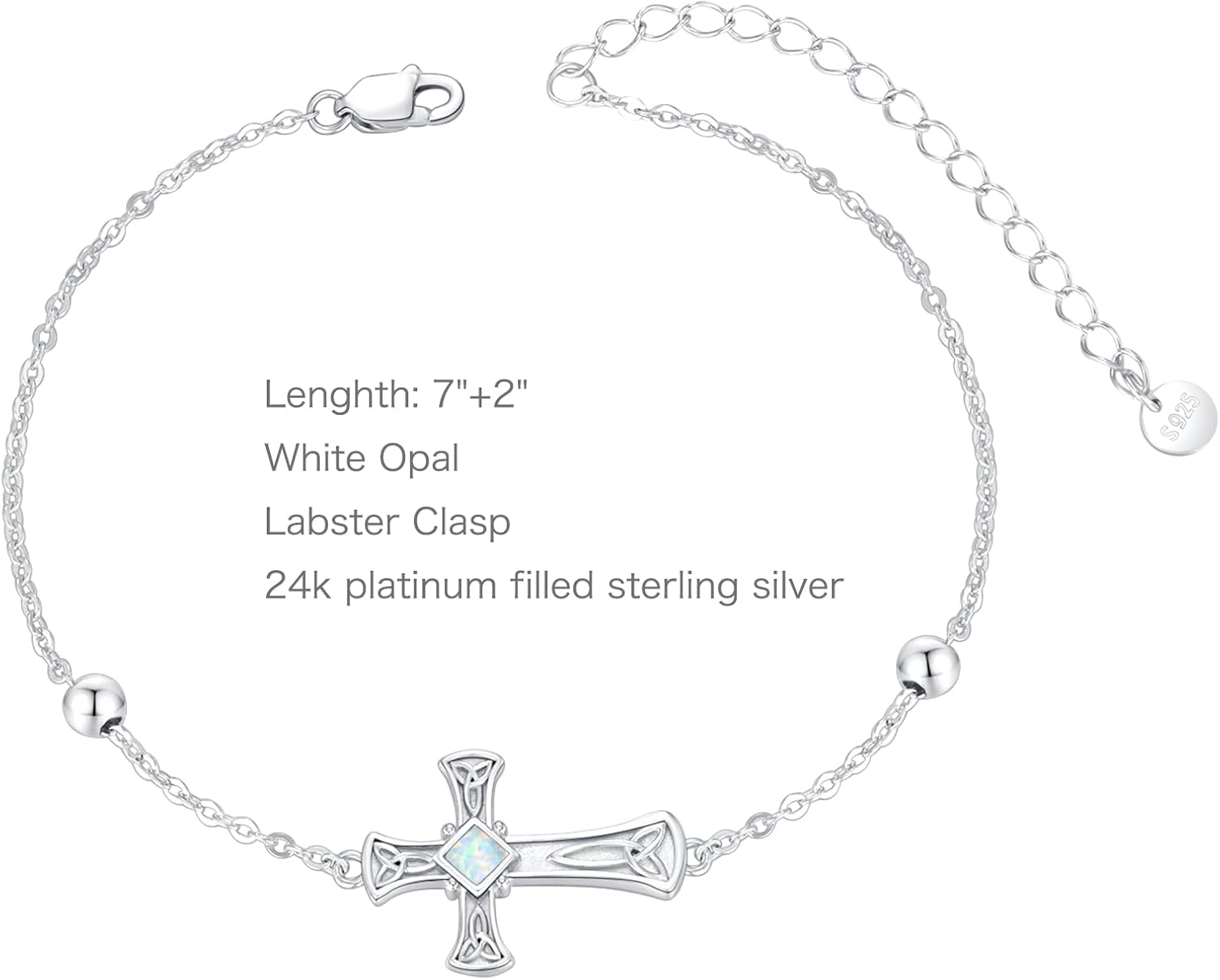 Palpitate Cross Bracelet for Women Faith Bracelet 925 Stelring Silver Christian Celtic Cross Bracelet Religious Jewelry Gifts for Women - Image 3