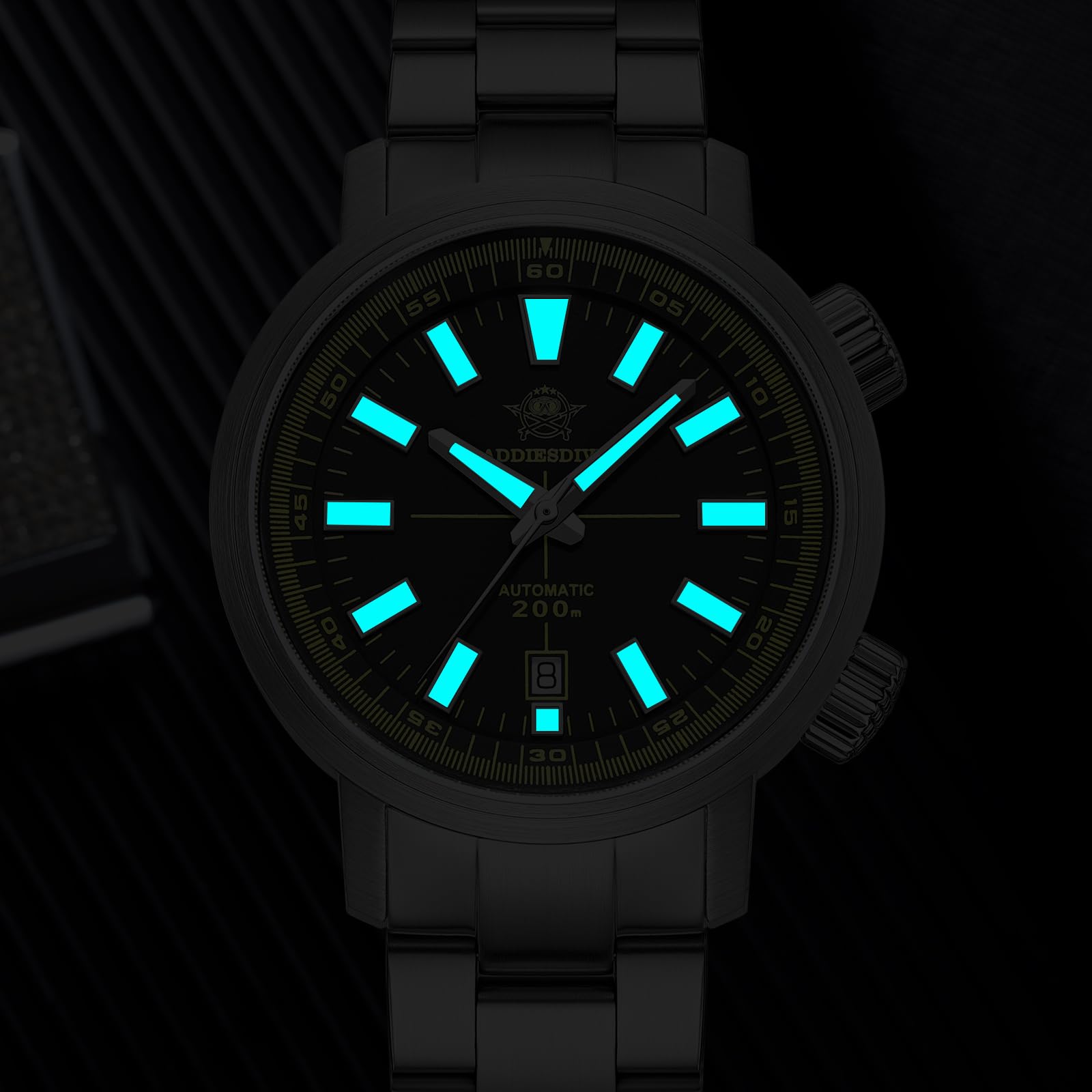 ADDIESDIVE 42 mm męski mechaniczny zegarek do nurkowania z obrotowym wewnętrznym bezelem, mechanizm 8215, wodoodporność do 200 m, BGW9, świecące szkło szafirowe, AD2093