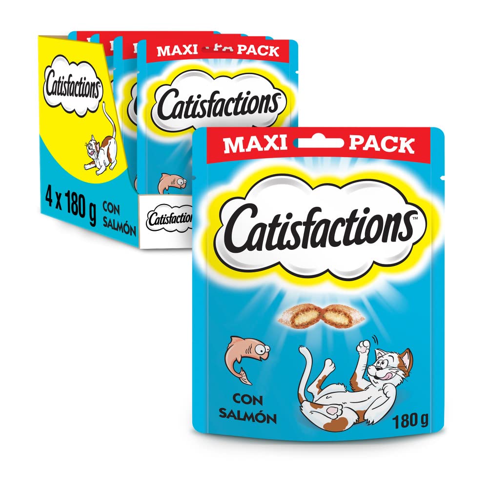 Catisfactions Alimento Complementare con Salmone per Gatto Adulto e Gattino, 4 x 180 g