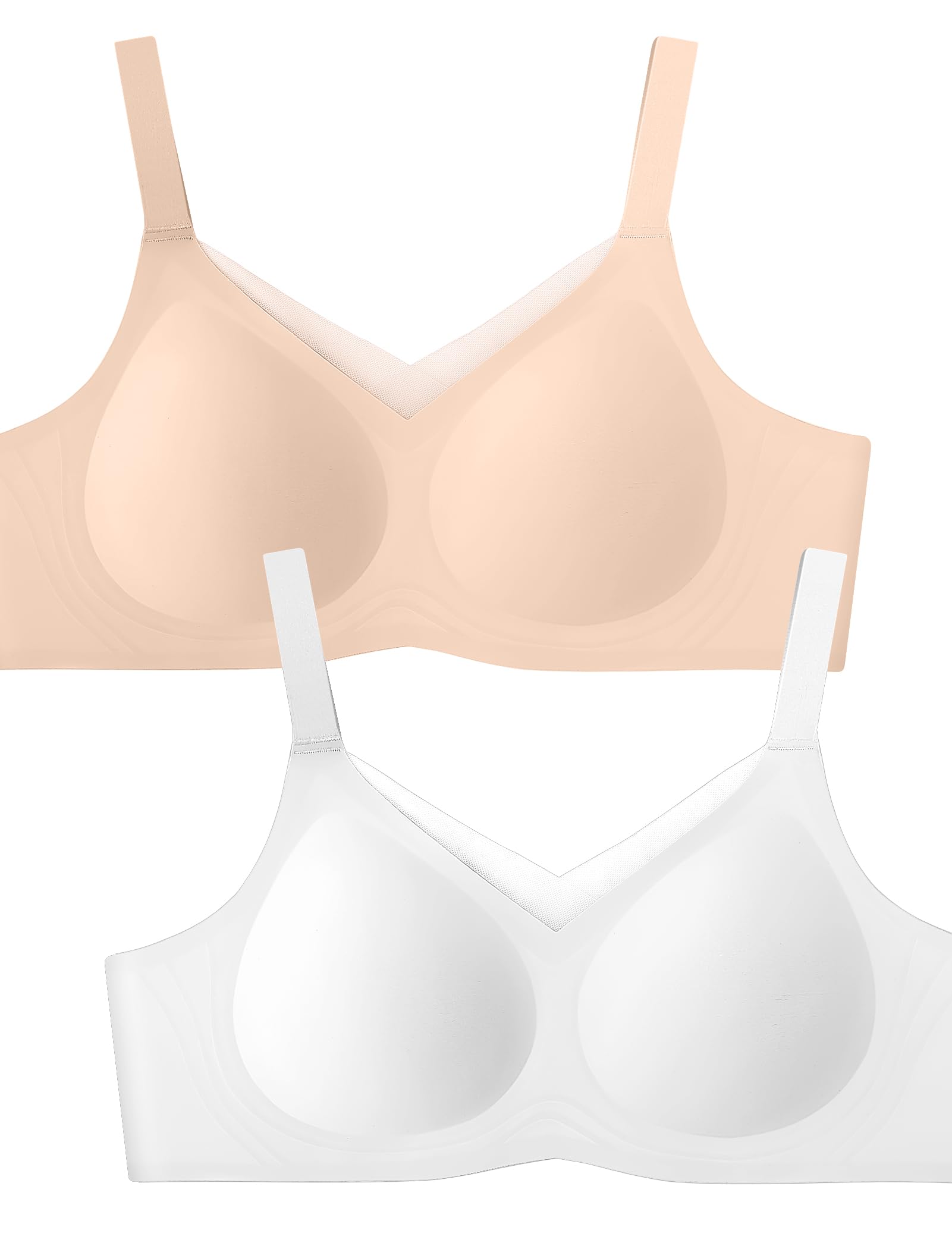 LetsJoli Lace V Seamless Bras for Women No Underwire Bralettes Push Up Wireless Supportive Full Coverage Everyday Bras