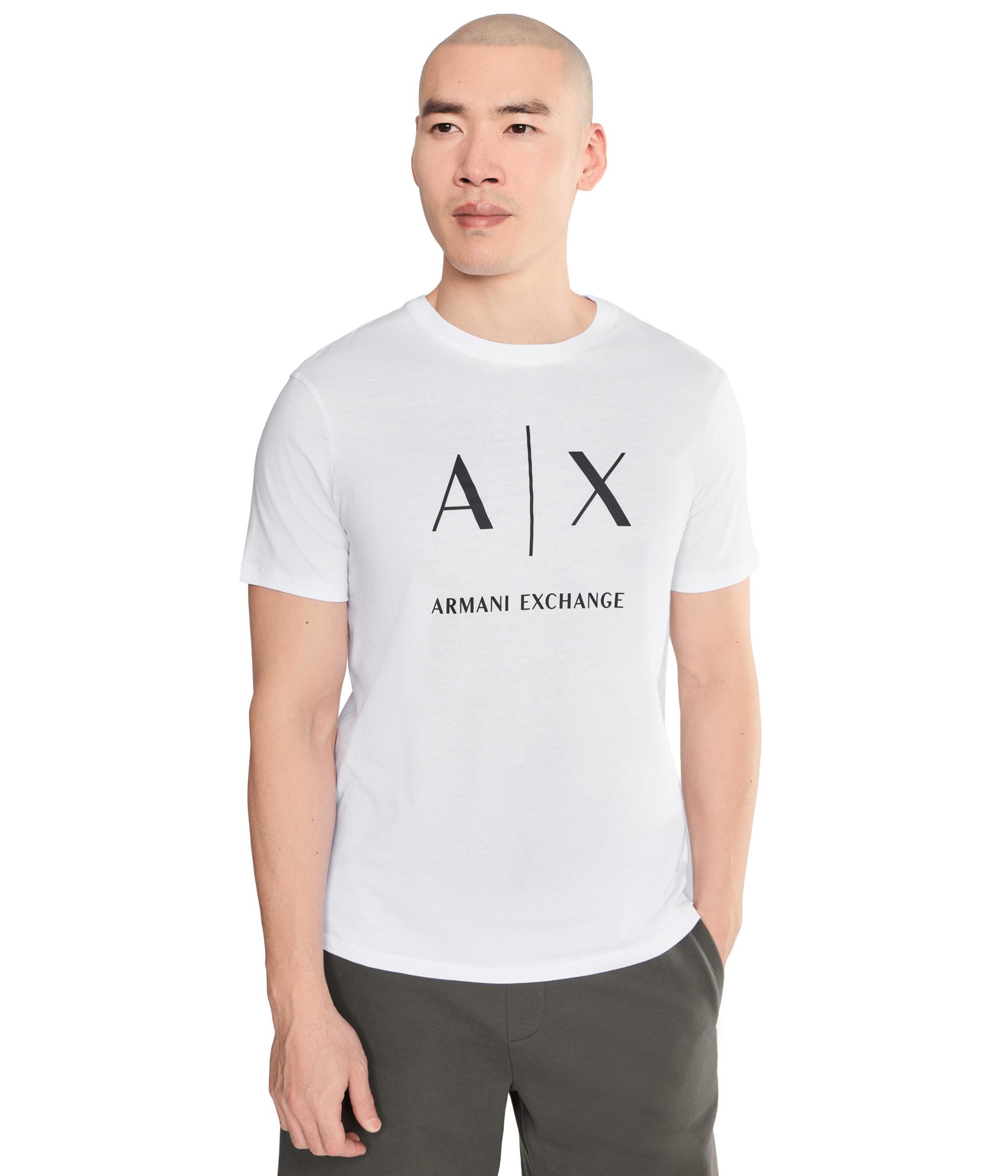 Armani Exchange Men's White Cotton Jersey Slim Tee, S