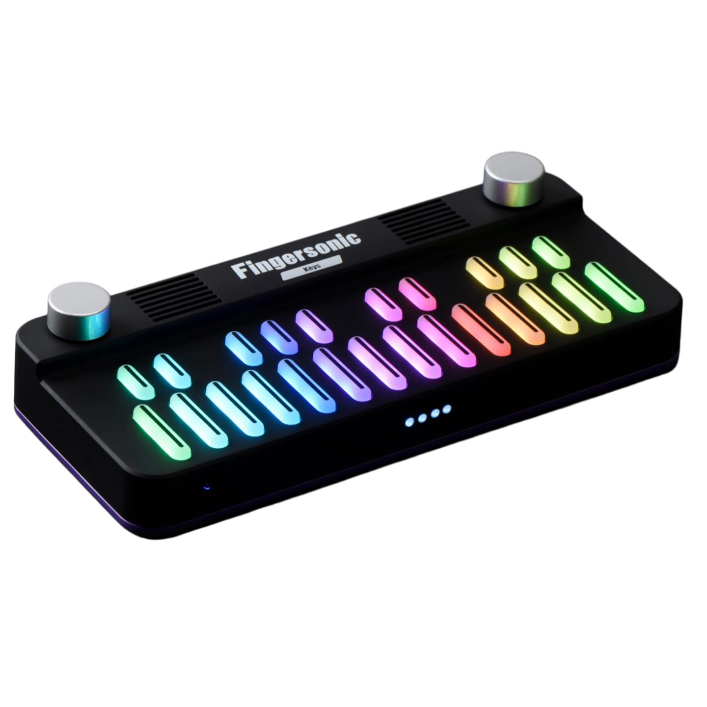 Tastiera MIDI portatile Fingersonic Keys a 24 tasti, BT/USB MIDI, nera | Tasti sensibili alla velocità, altoparlante integrato, LED colorati, uscita cuffie e app didattica