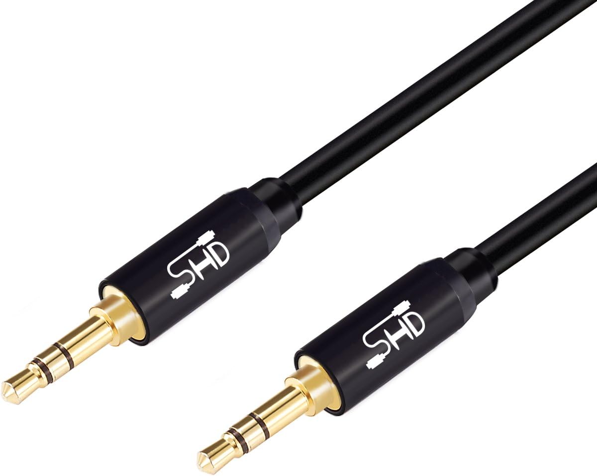 SHD Aux Cable, 3.5mm Audio Cable Aux for Car Auxiliary Audio Stereo Cable 3.5mm Cord Premium Sound Dual Shielded with Gold Plated Connectors-15Feet