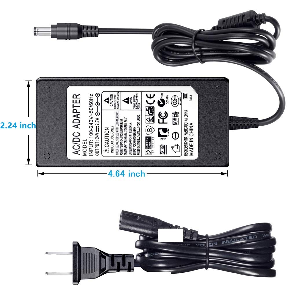 Punasi 24V 2.7A Power Supply Cord Adapter for Silhouette Cameo 1 2 3 4 SD Portrait Studio Machine, AC/DC Adapter Replacement for Electronic Cutting Tool Charger, Extra Long 59 in Cord