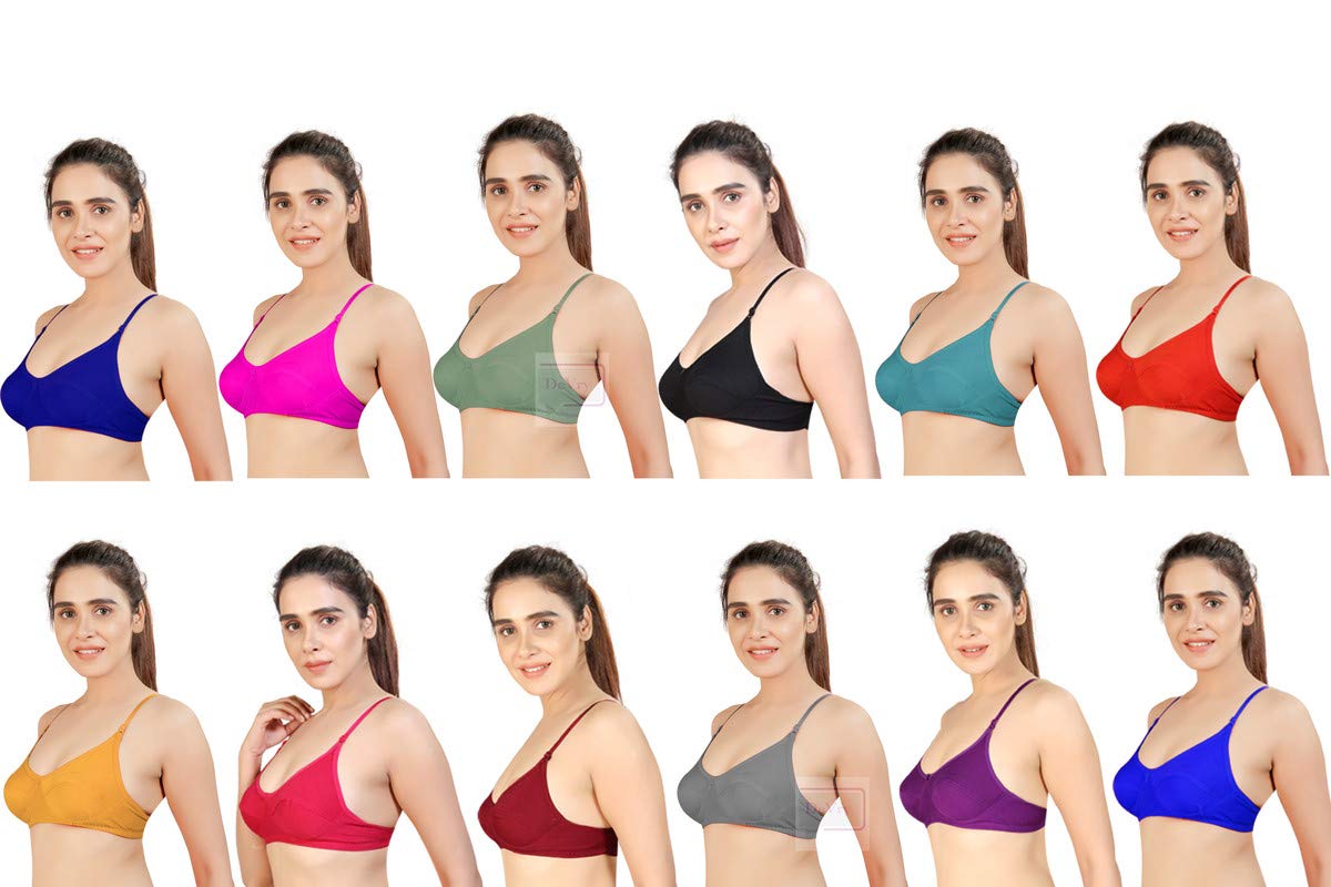 DeVry® Women Cotton Non Padded Non-Wired Bra (Pack of 12 Pcs)
