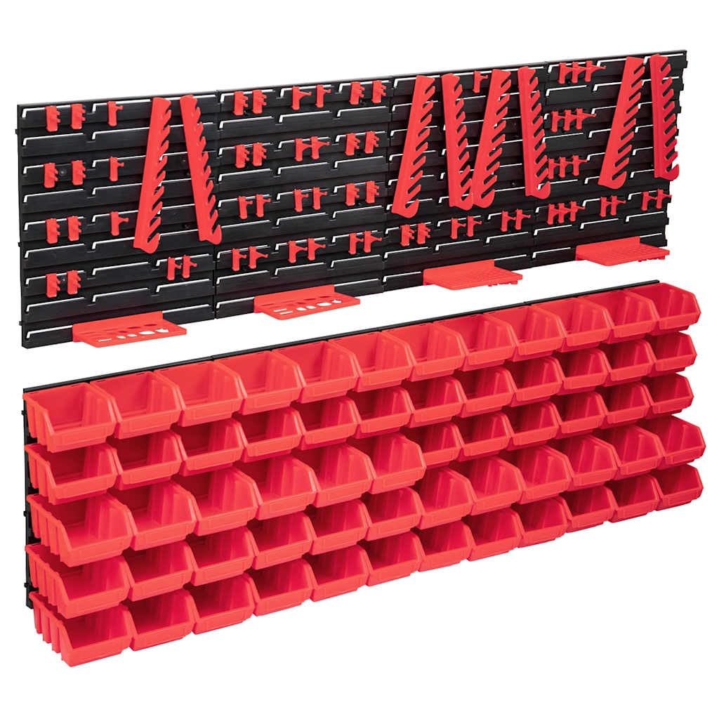 Genérico Kit de Cajas de almacenaje 136 pzas Paneles de Pared Rojo/Negro,Bricolaje,Accesorios de Bricolaje,Organización y Almacenamiento de Herramientas,Armarios para herramientas-150815