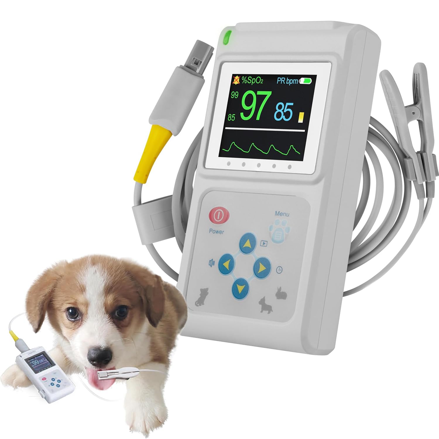 Oxímetro De Pulso De Mano, Monitor De Frecuencia Cardíaca Animal, Sensor De Oído/Lengua, con Función De Almacenamiento Y Reproducción, Seguro Y No Invasivo, Uso En Hospitales Familiares