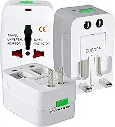 Adaptador de Tomada Universal Para Viagem Padrão Internacional Europa UK Asia EUA JP AU EU Europeu 3 Pinos Mais de 150 Países Bivolt Trava de Segurança Portátil Ajustável Super PREMIUM
