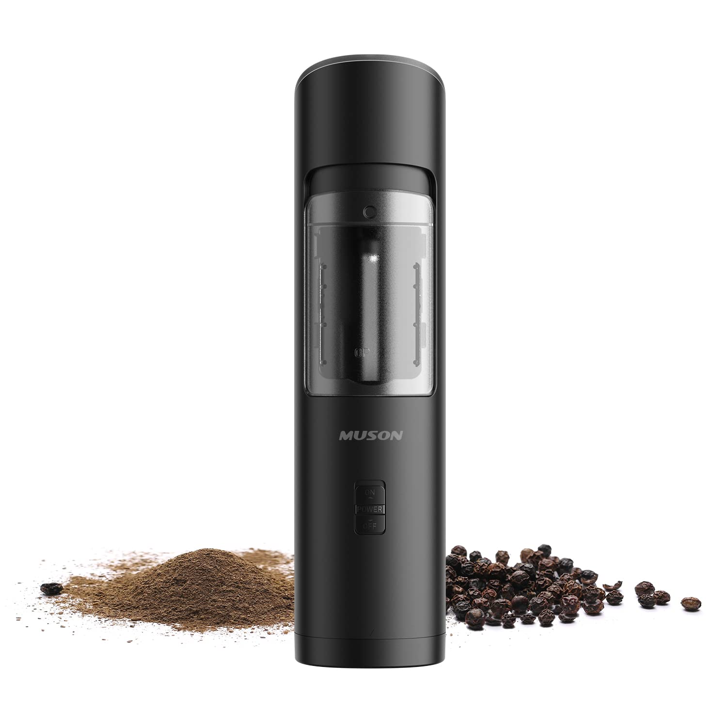 muson Gravity Electric Grinder Automatic Salt and Pepper Mill with LED Light Adjustable Coarseness Battery Operated for Kitchen Restaurant BBQ Picnic
