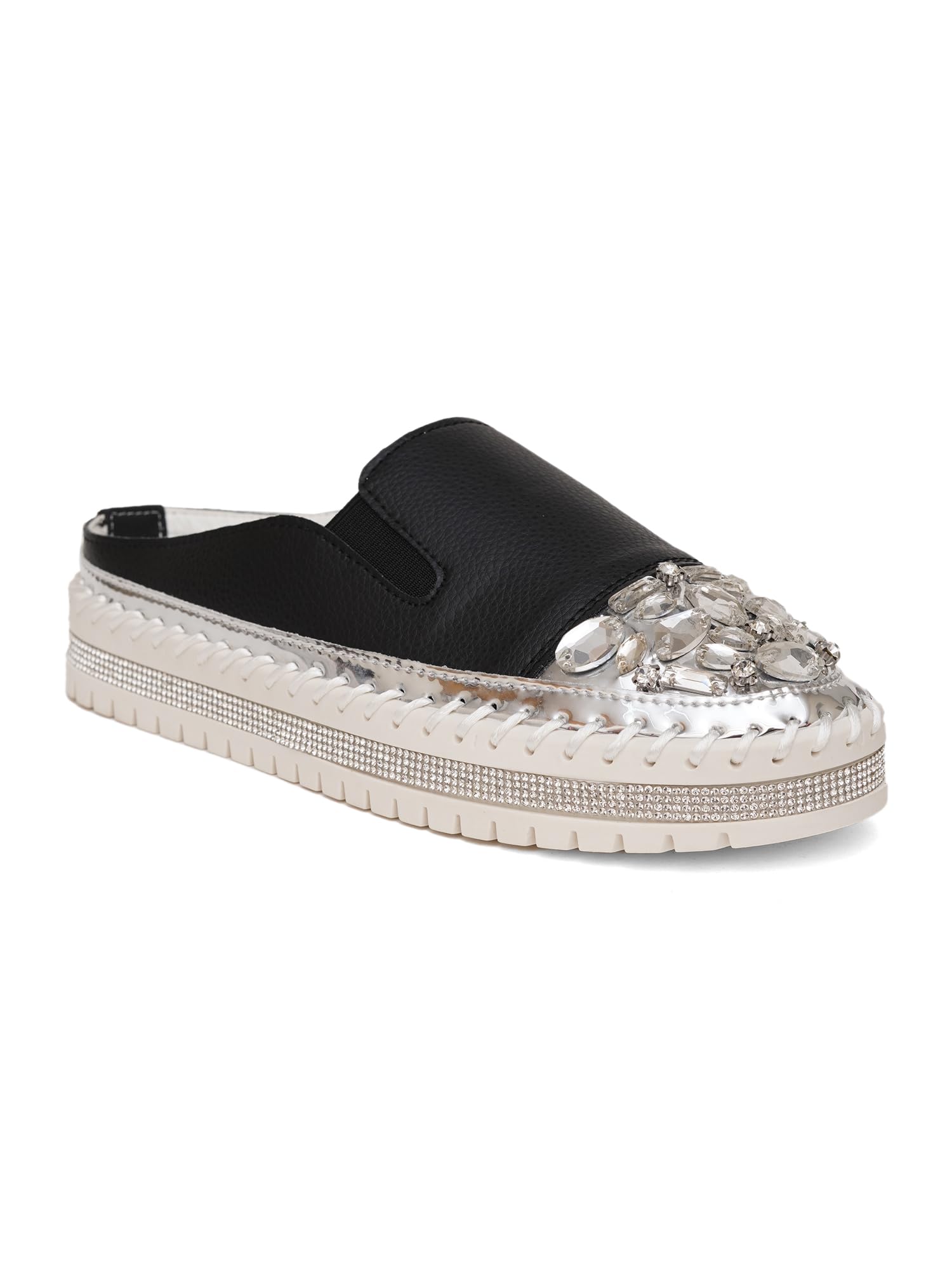 the white pole Trendy Lightweight Soft & Comfortable Fabulous Flat Mules Shoes Slide Loafers for Women and Girls-picture-45