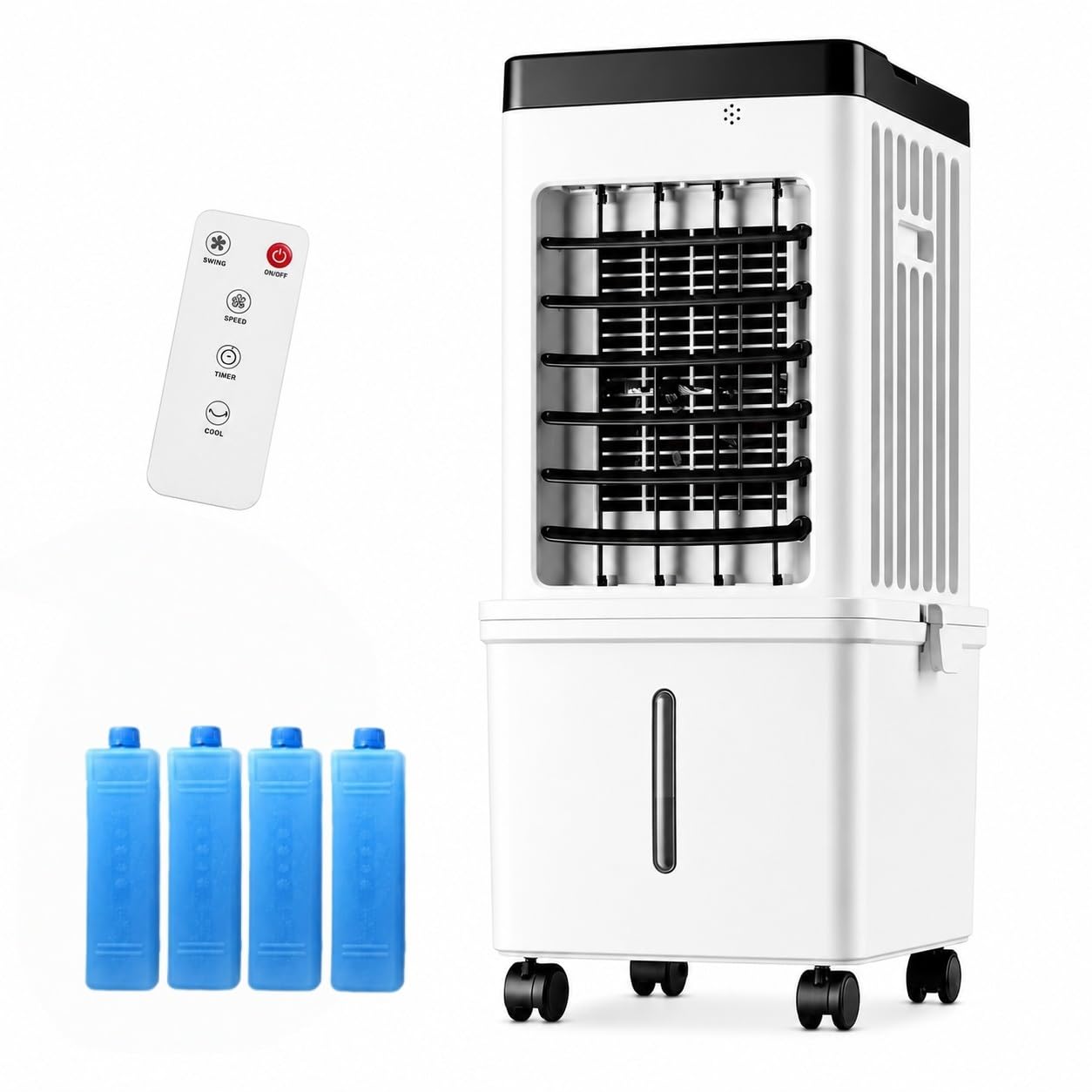 Home Air Conditioning Unit Portable, 15L Evaporative Air Cooler with Remote Control, 7.5H Timer, 3 Fan Speeds, Energy Efficient Cooling Fan for Home, Bedroom & Office