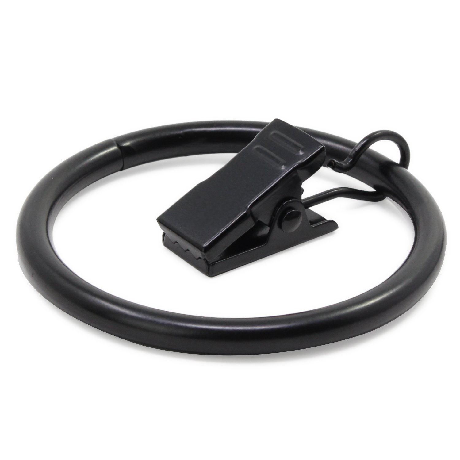 Lot 20 Anneaux Rideaux Avec Pince Acier Inoxydable - Diamètre Intérieur 38 Mm, Noir Mat, Pour Tringle Jusqu'à 33 Mm
