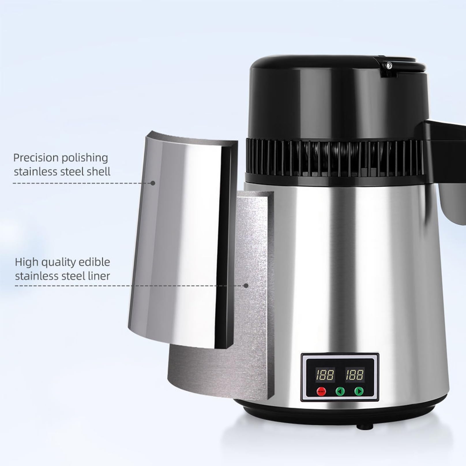 Destilador De Agua con Recipiente De Vidrio Máquina For Fabricar Agua Destilada De 4 litros con Control De Temperatura Purificador De Agua Eléctrico For Destilación De Agua En El Hogar