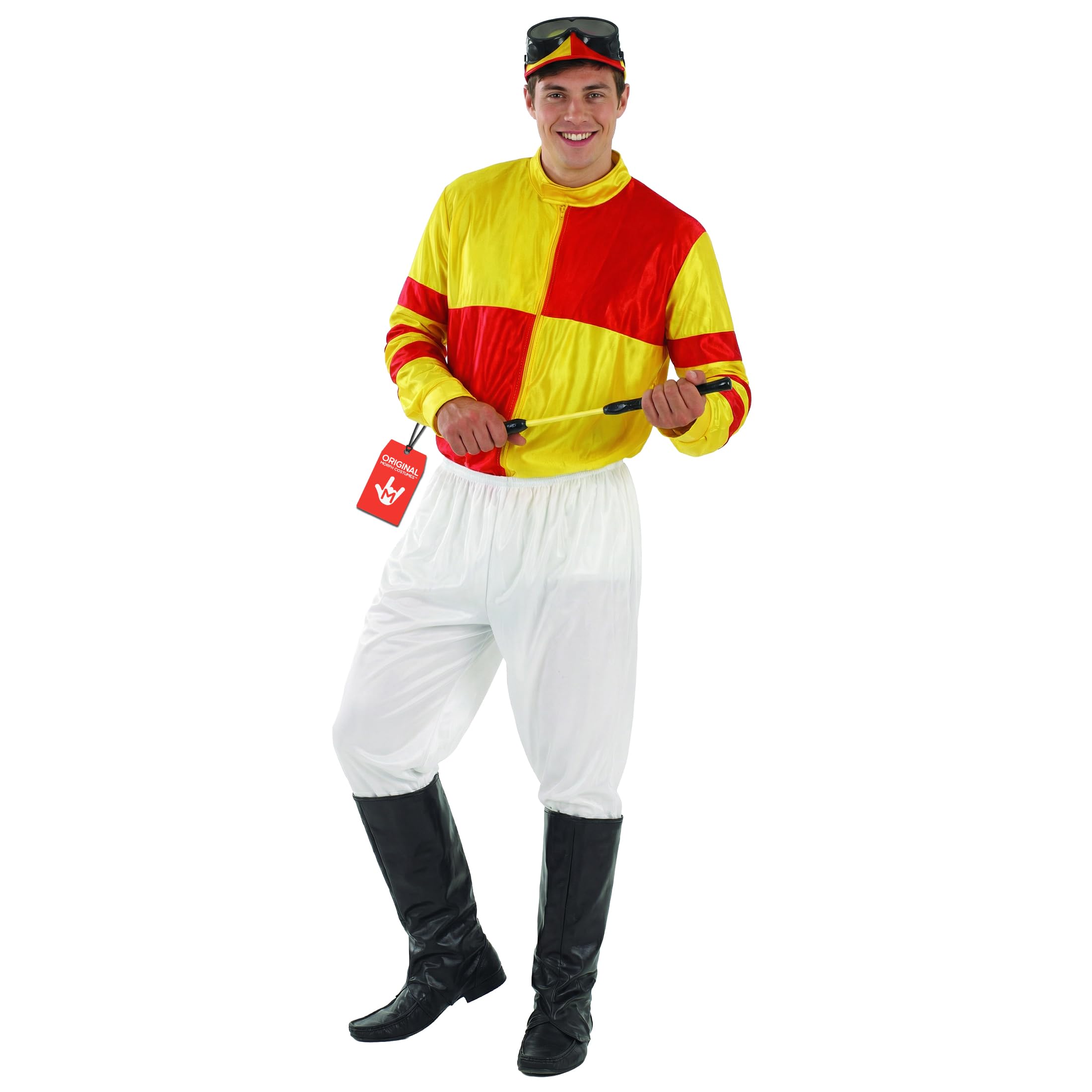 Morph Horse Jockey Costume for Men, Adult Jockey Halloween Outfit, Equestrian Theme Dress-Up Costume
