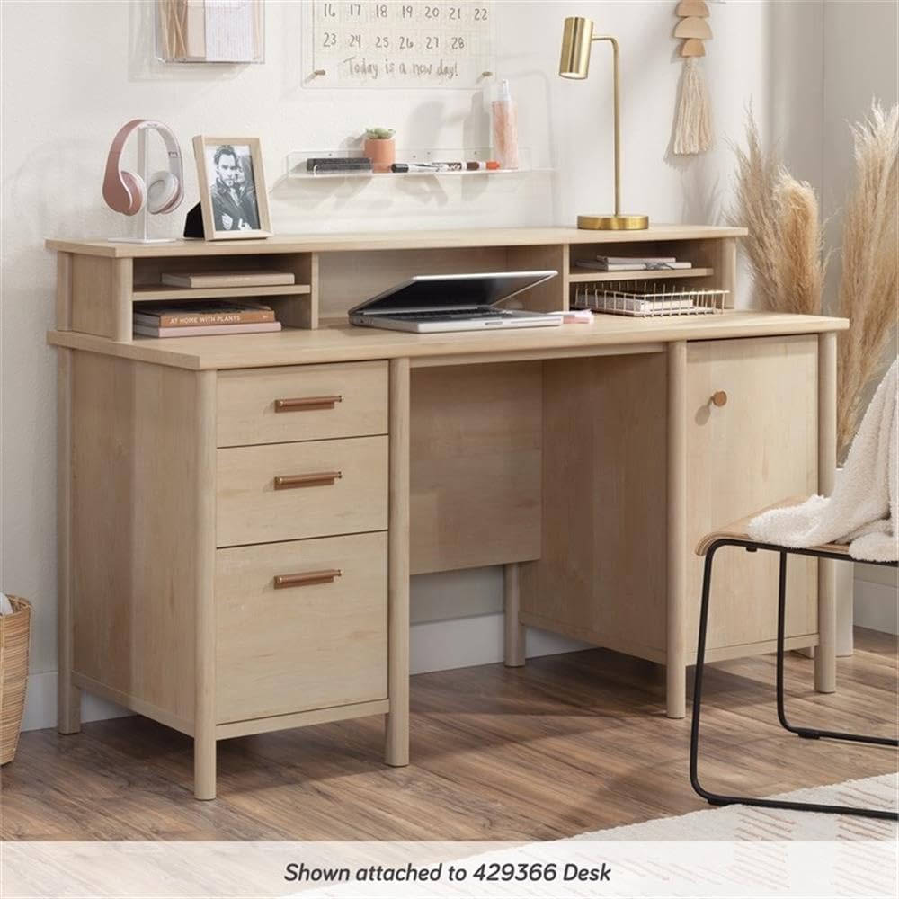 Pemberly Row Engineered Wood Organizer Hutch in Natural Maple Finish