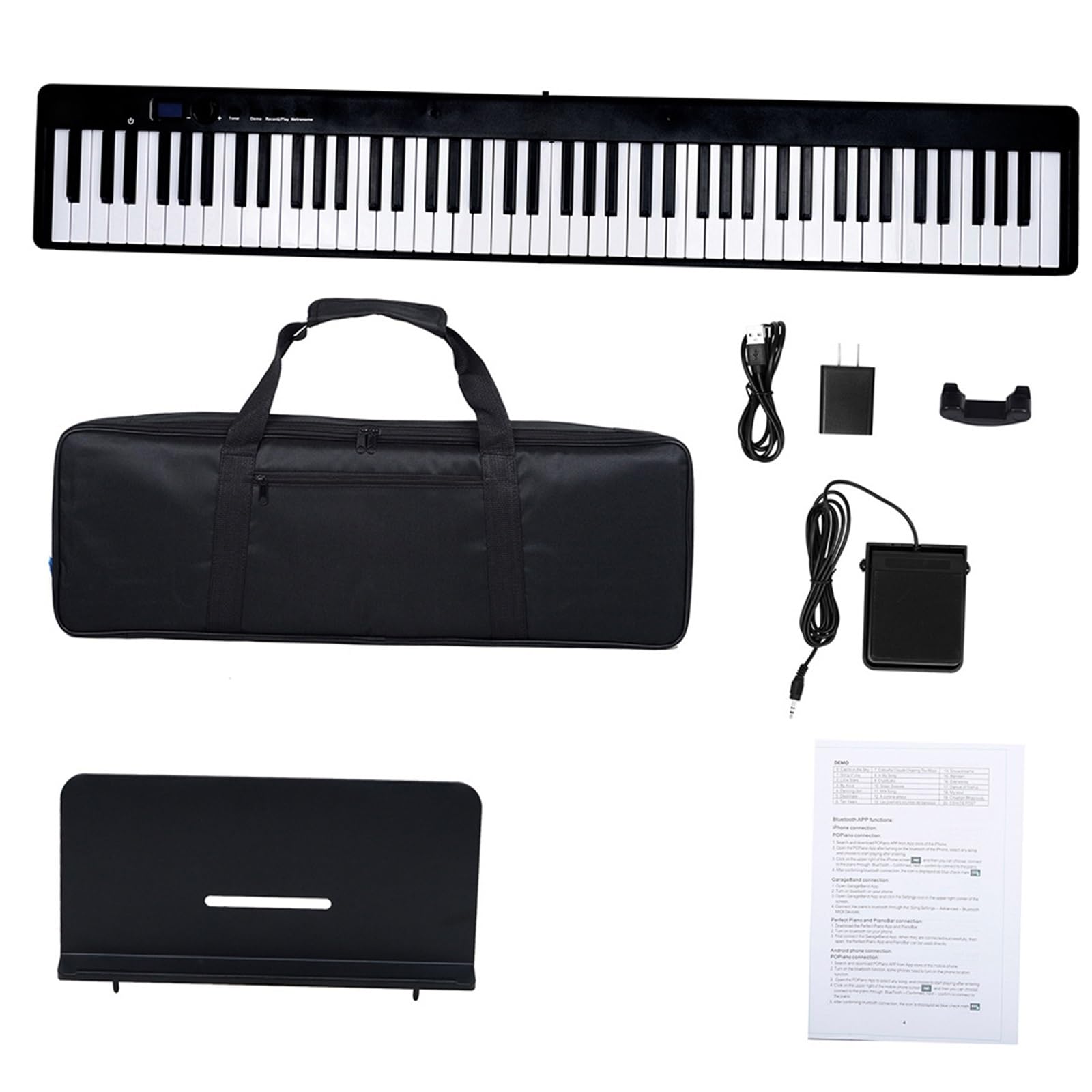 Tastiera Digitale Per Principianti Pianoforte Pieghevole A 88 Tasti Tastiera Elettronica Portatile Per Principianti Adulti(Black)