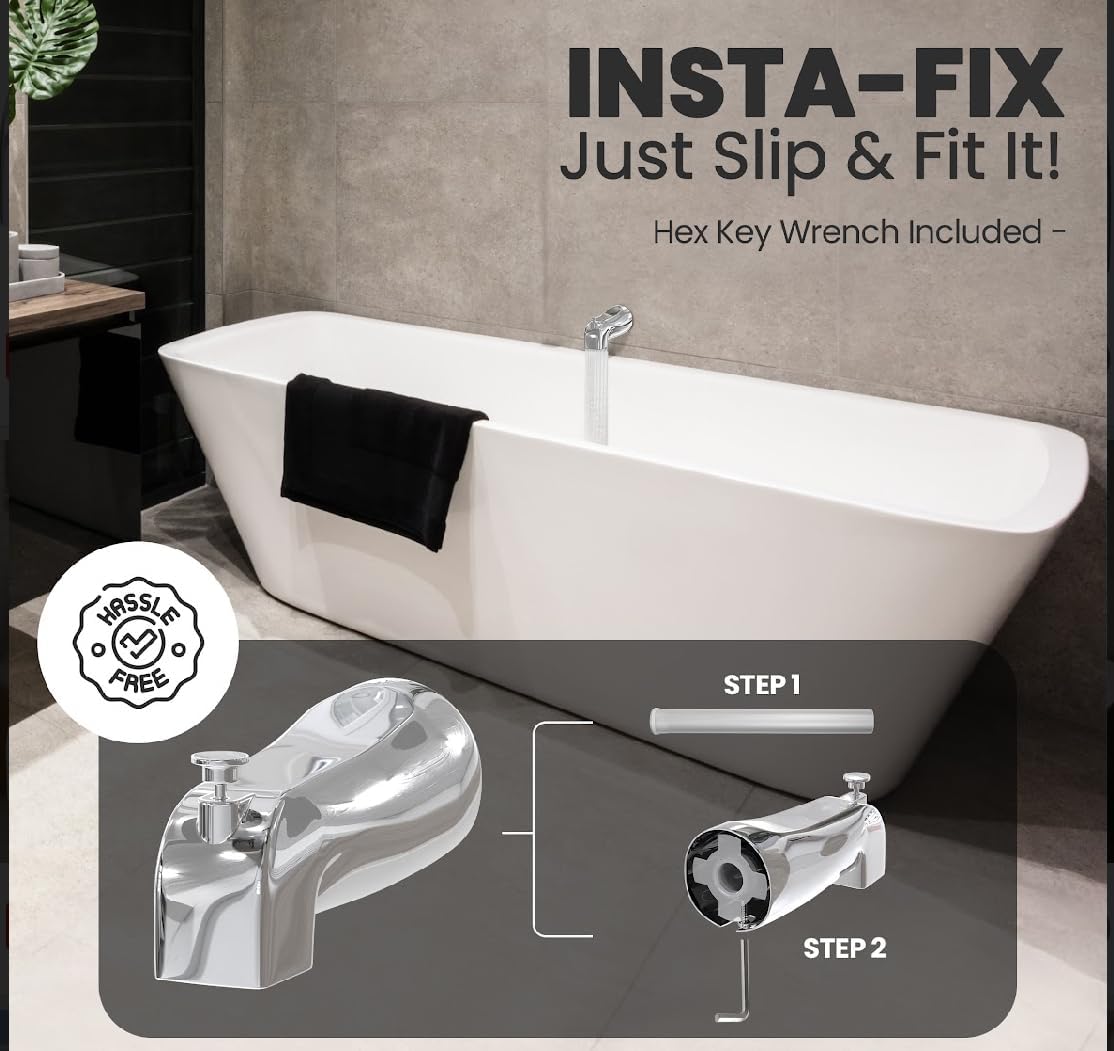 Slip Fit Tub spout with Diverter, Compatible with American Standard 8888026.002 Tub Spout, Bathtub Faucet, Fit 1/2 inch Copper Water Tube Polished Chrome Bathtub Faucet with Shower Diverter