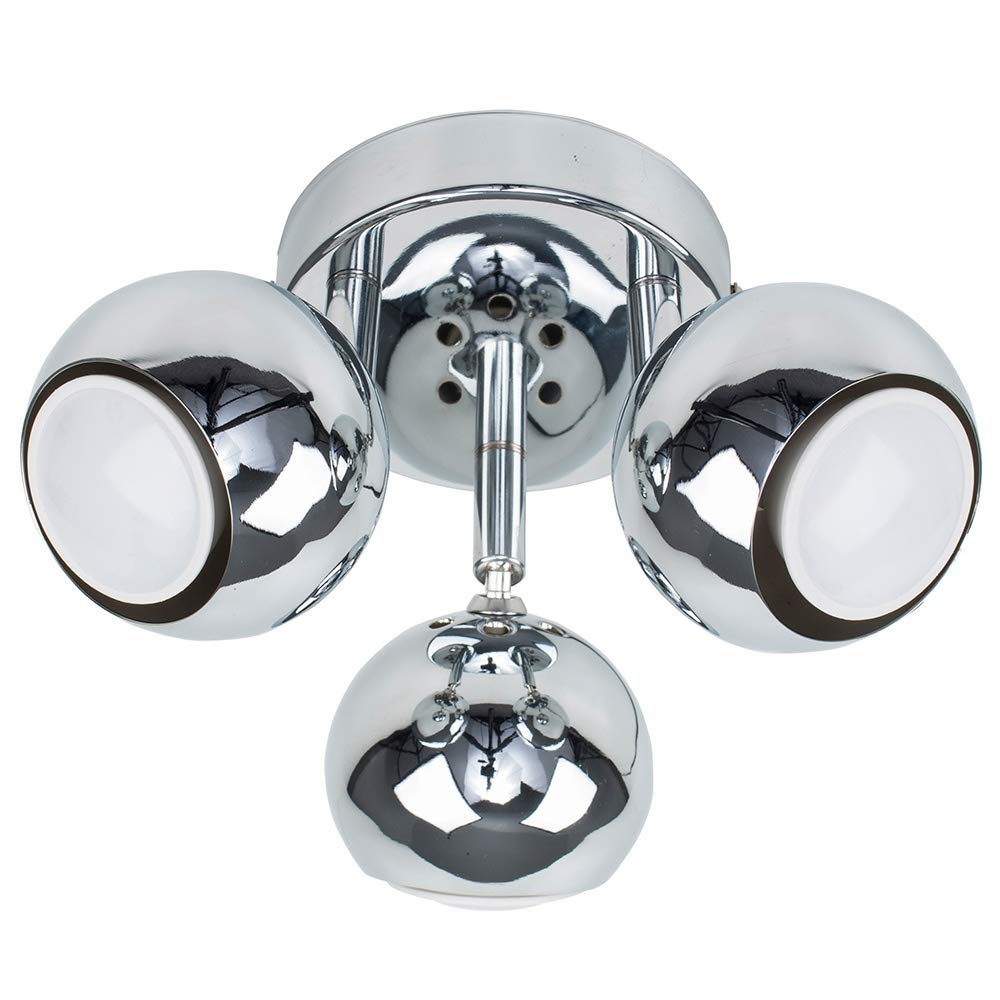 Valuelights Silver Retro Eyeball 3 Way Ceiling Bar Spotlight