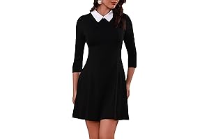 Women's Chic Peter Pan Collar Fit and Flare Casual Dress