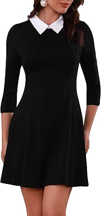 Melynnco Women's Peter Pan Collar Fit and Flare Short Skater Casual Dress